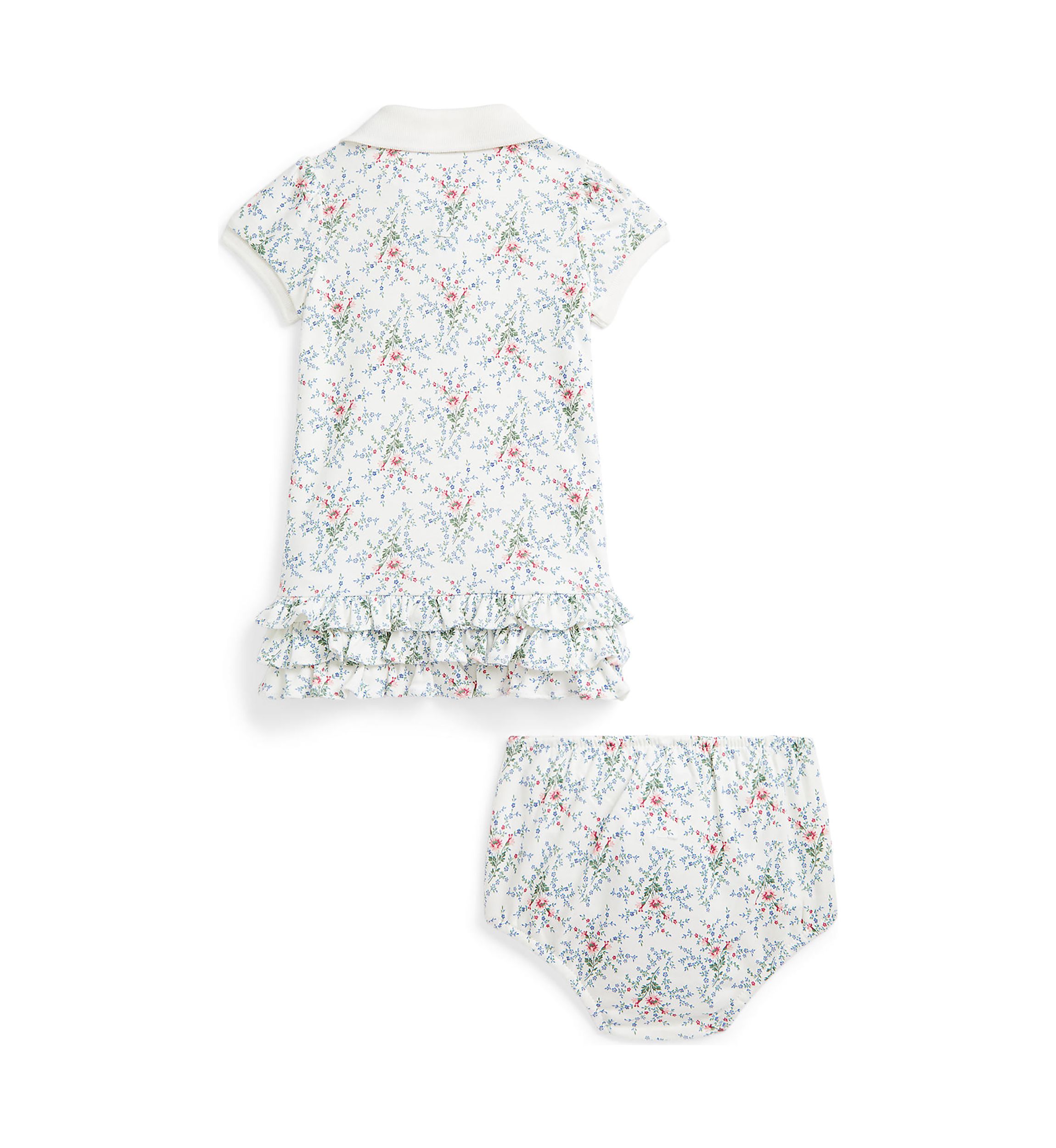 Baby Girls Floral Cotton Polo Dress & Bloomer
