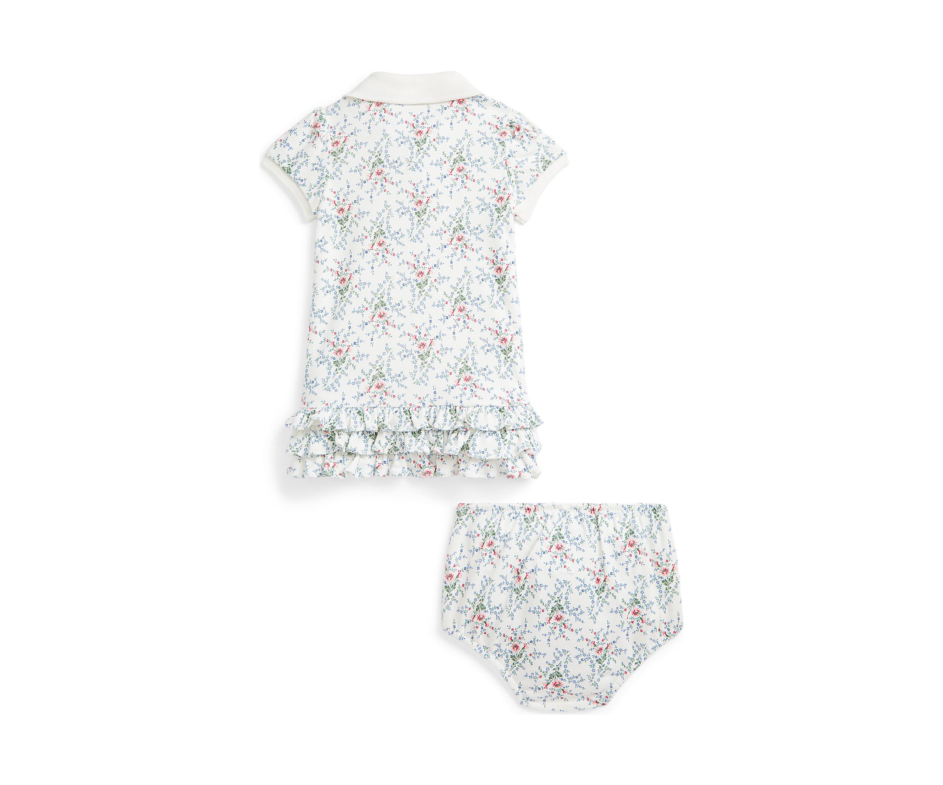 Baby Girls Floral Cotton Polo Dress & Bloomer