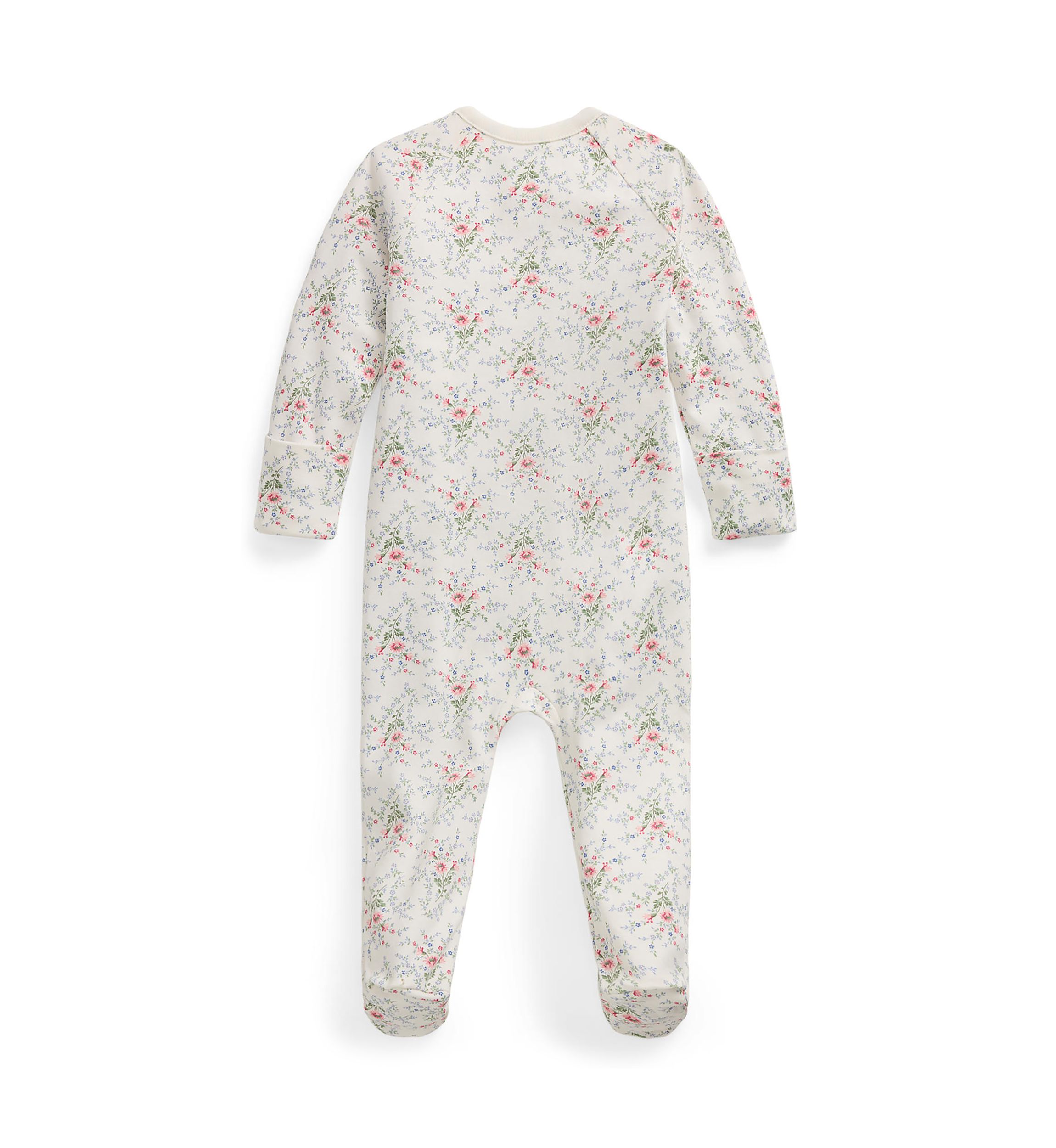 Baby Girls Floral Cotton Interlock Footed Coverall