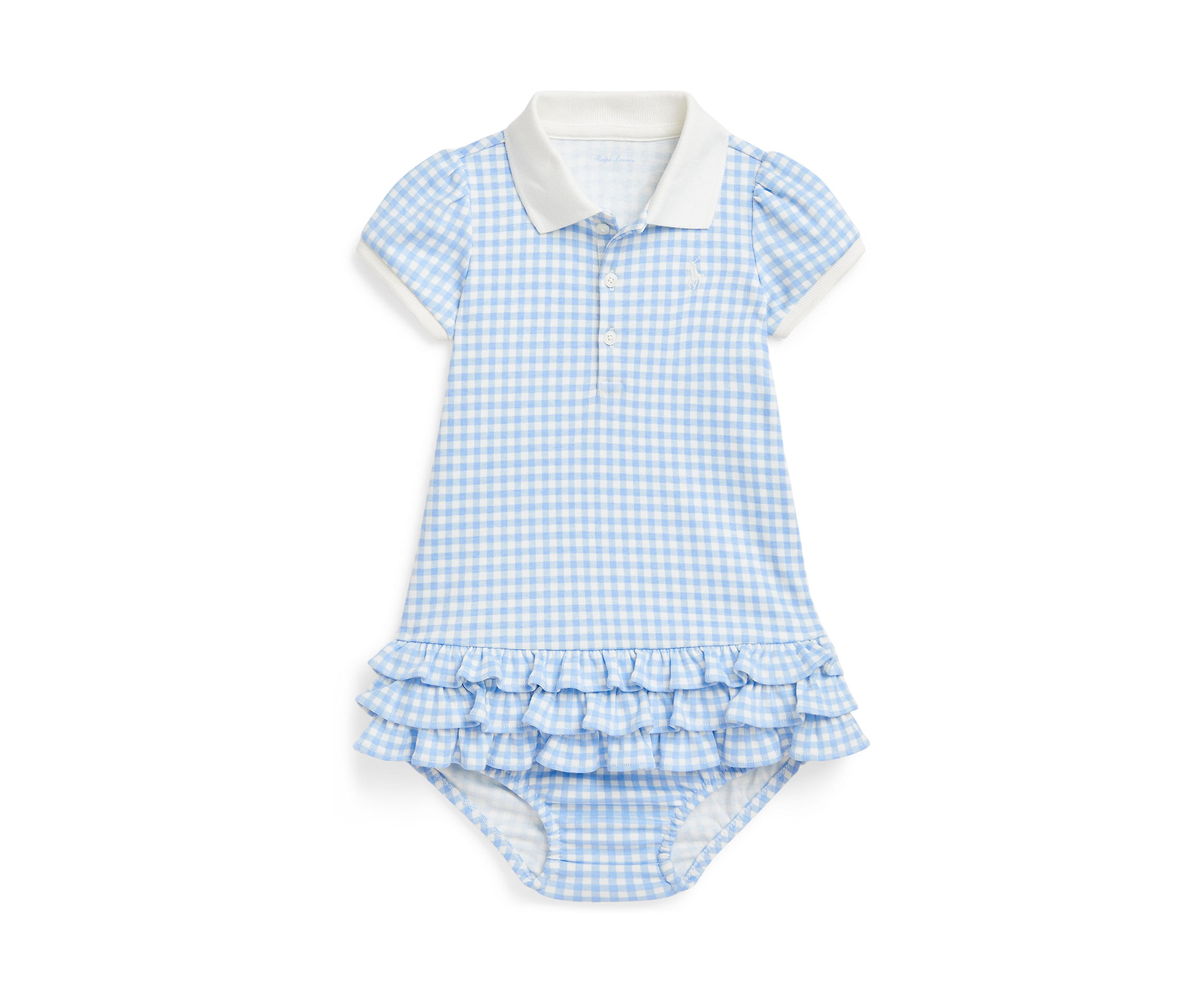 Baby Girls Gingham Cotton Polo Dress & Bloomer