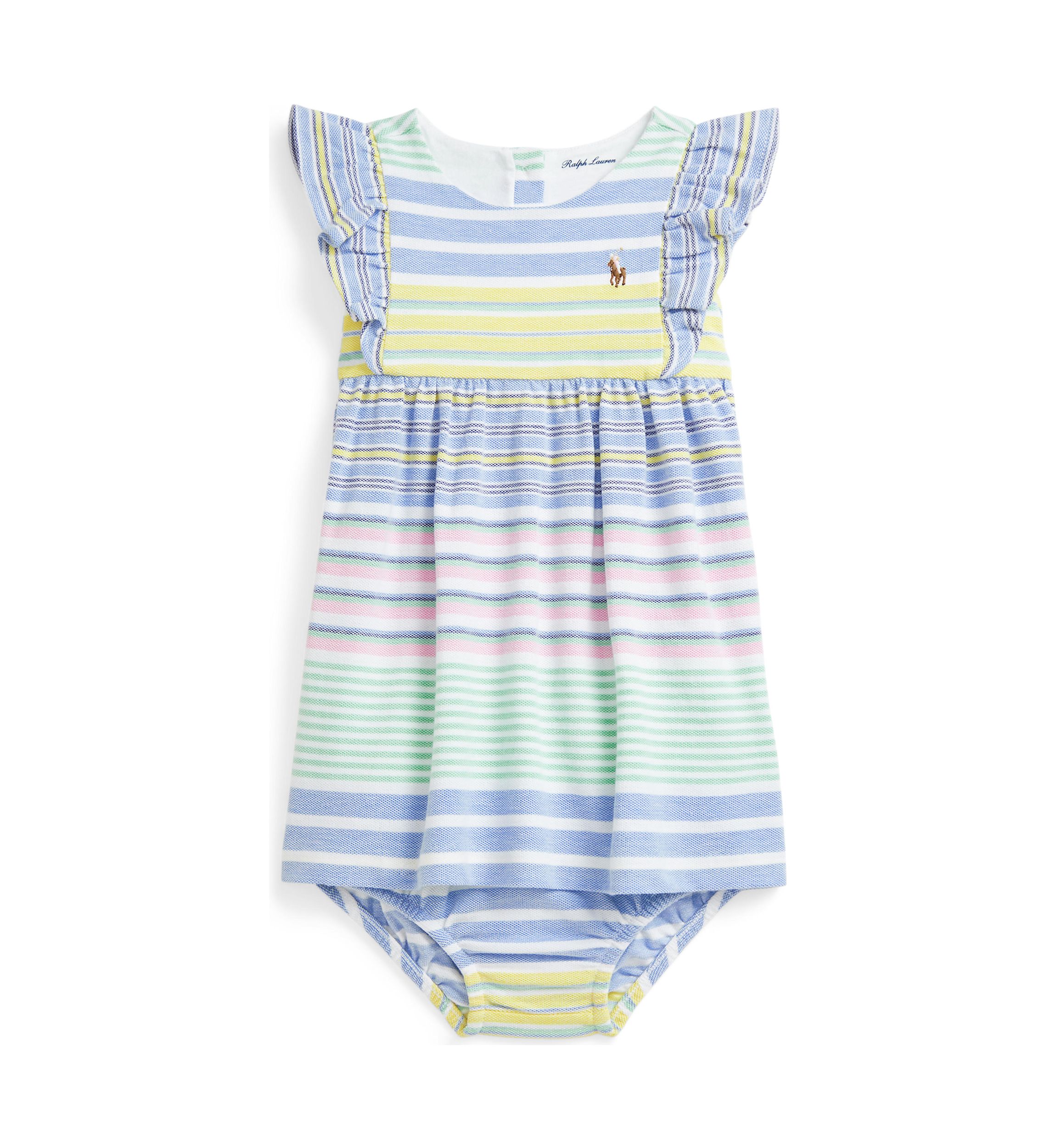 Baby Girls Striped Knit Oxford Dress & Bloomer