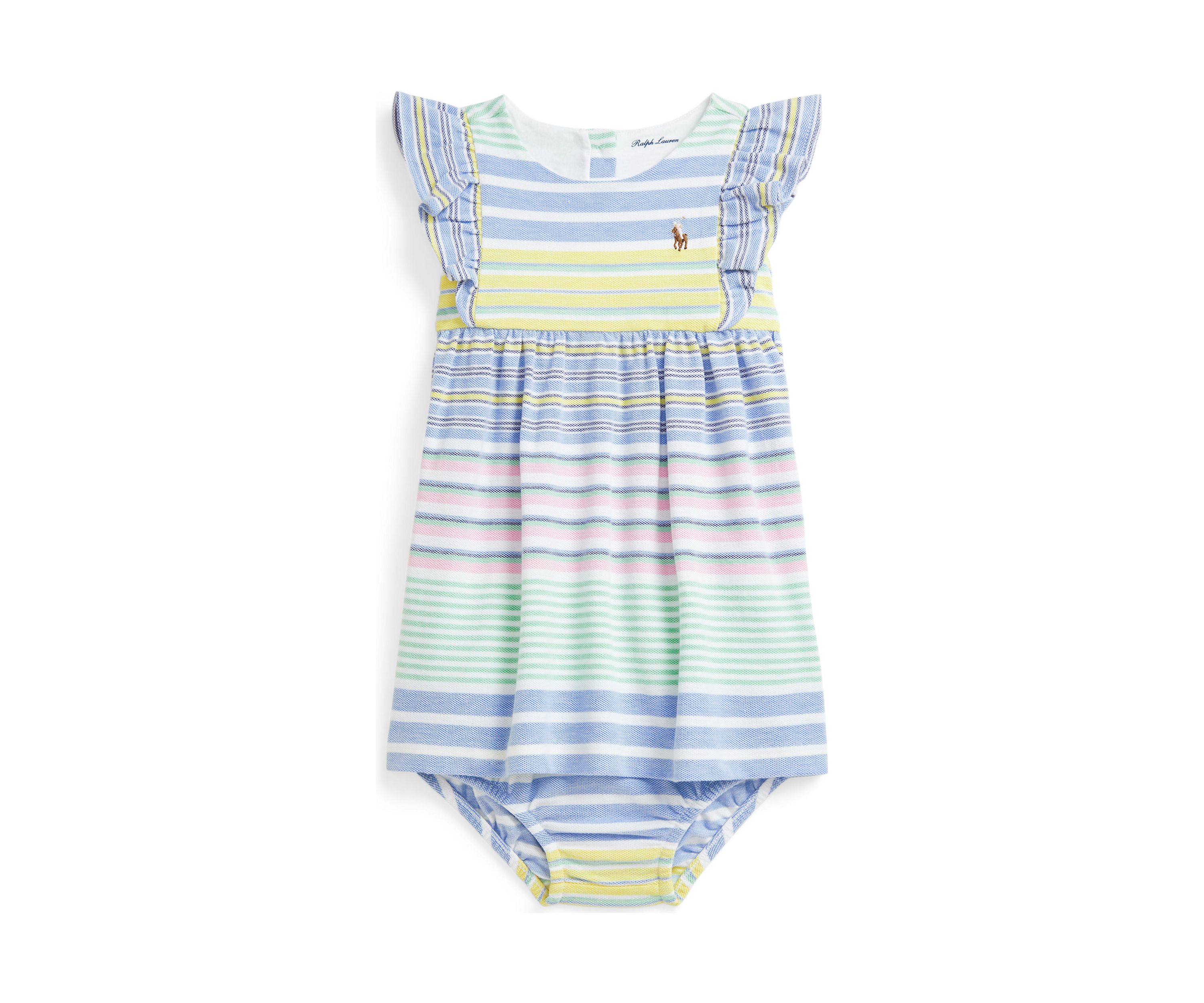 Baby Girls Striped Knit Oxford Dress & Bloomer