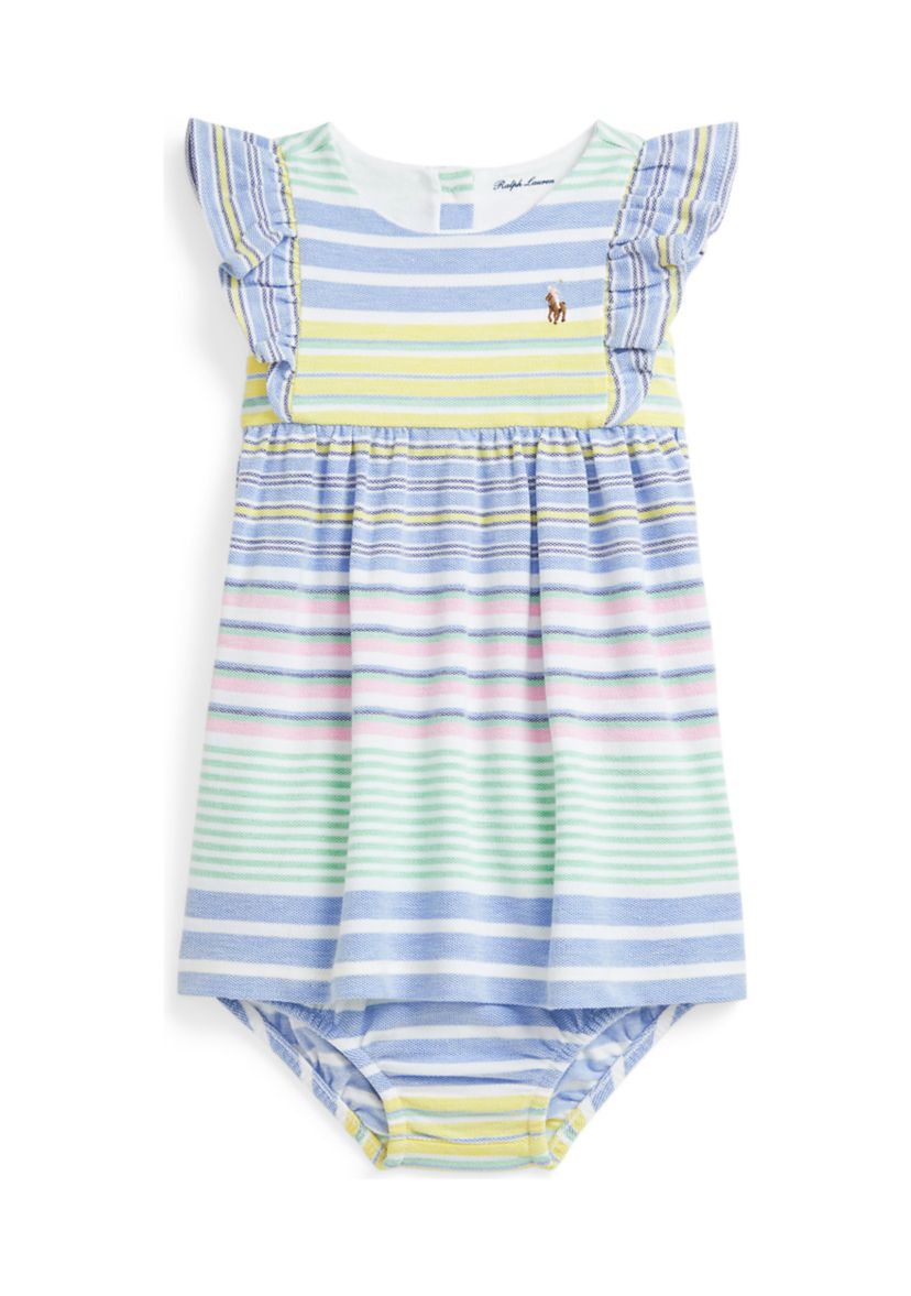 Baby Girls Striped Knit Oxford Dress & Bloomer
