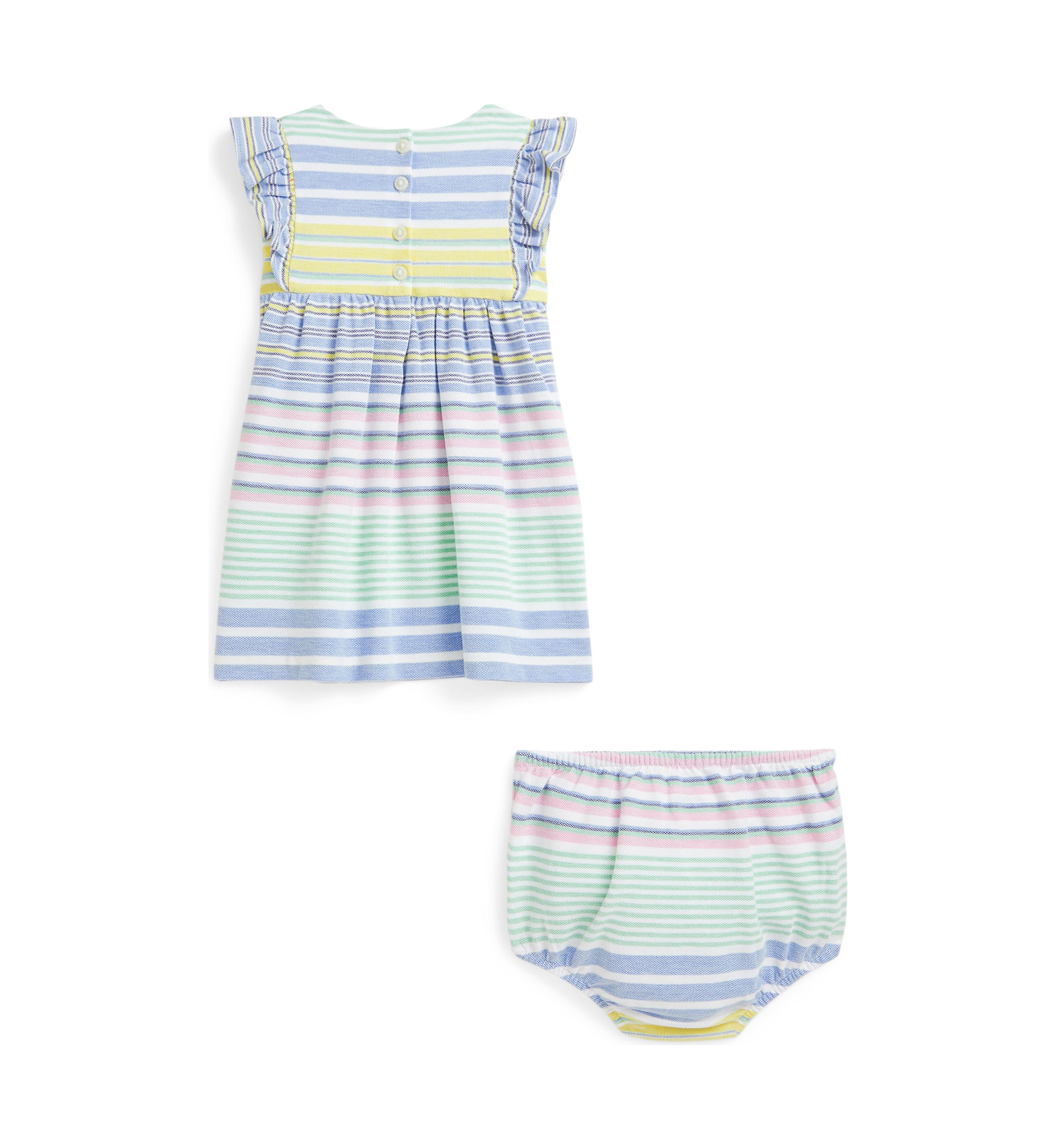 Baby Girls Striped Knit Oxford Dress & Bloomer
