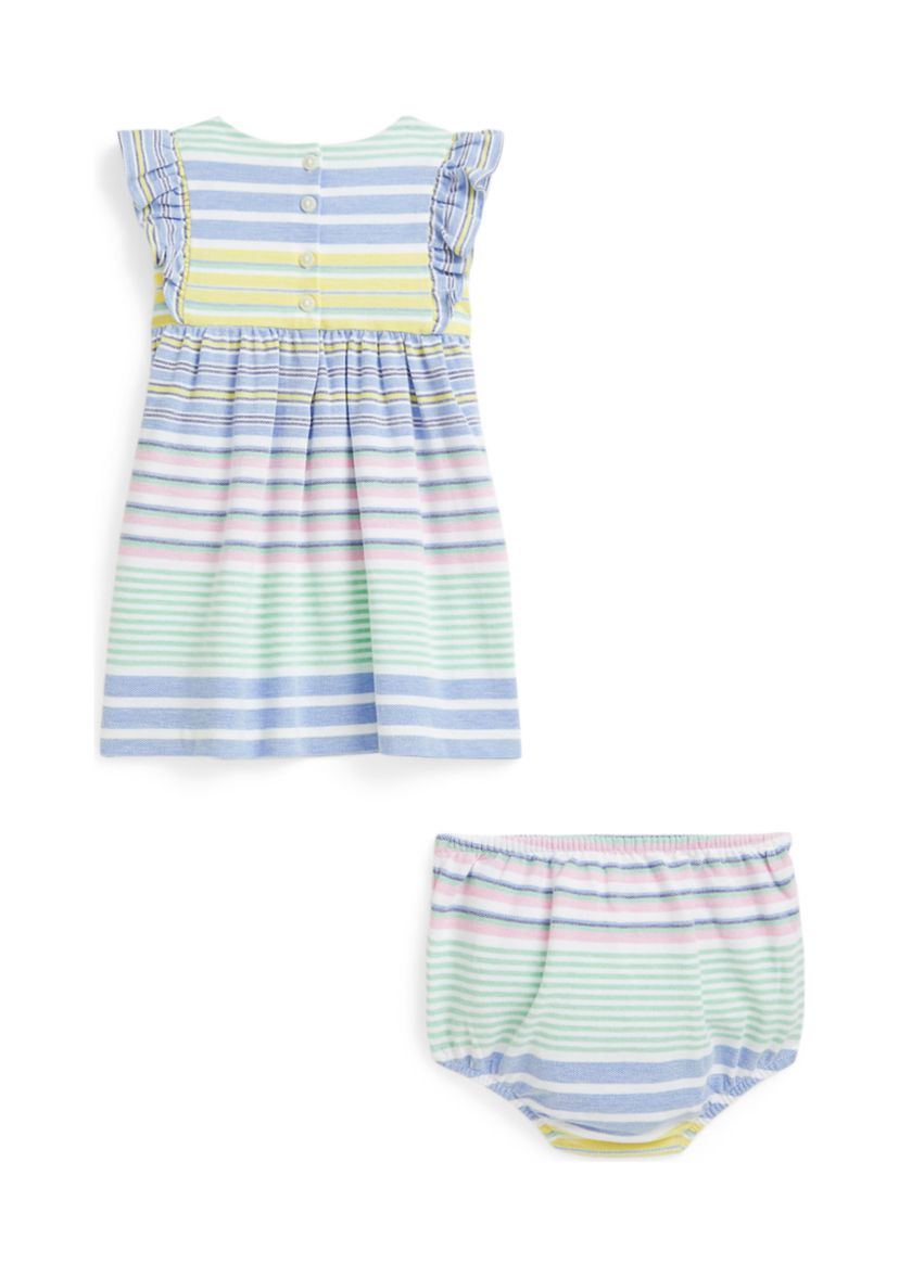 Baby Girls Striped Knit Oxford Dress & Bloomer