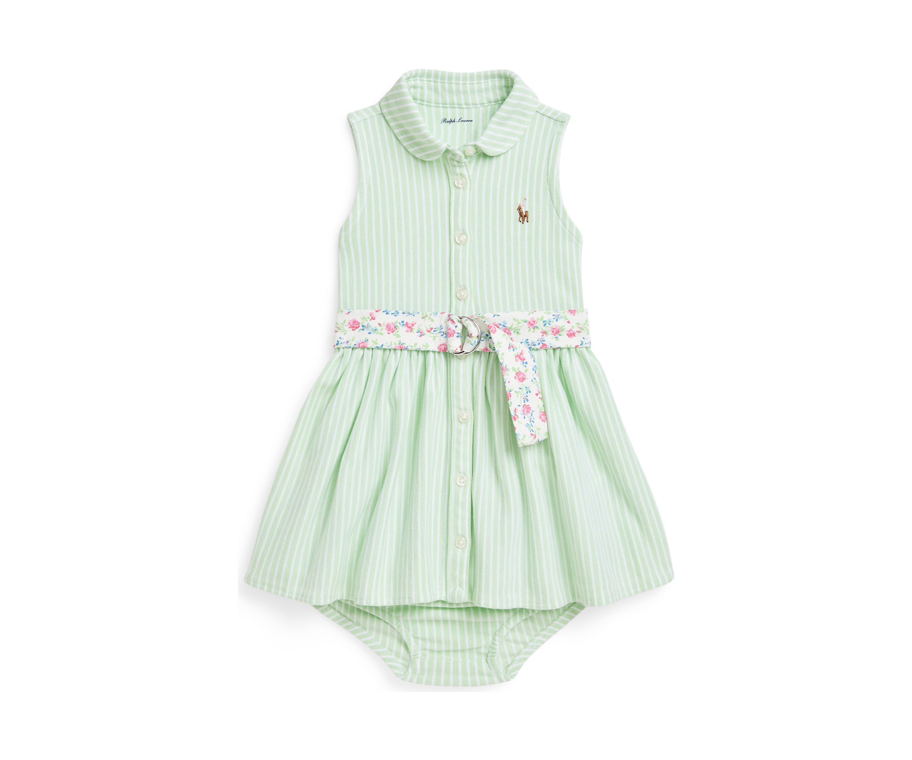 Baby Girl Striped Knit Oxford Shirtdress & Bloomer