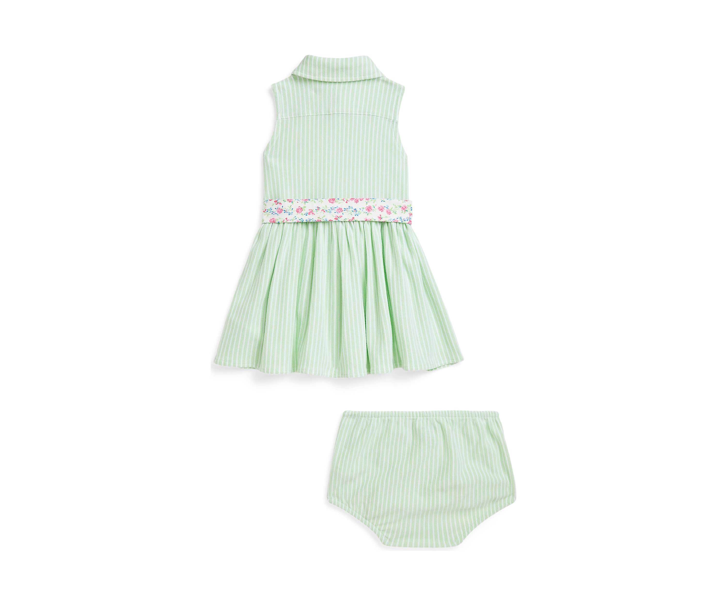 Baby Girl Striped Knit Oxford Shirtdress & Bloomer