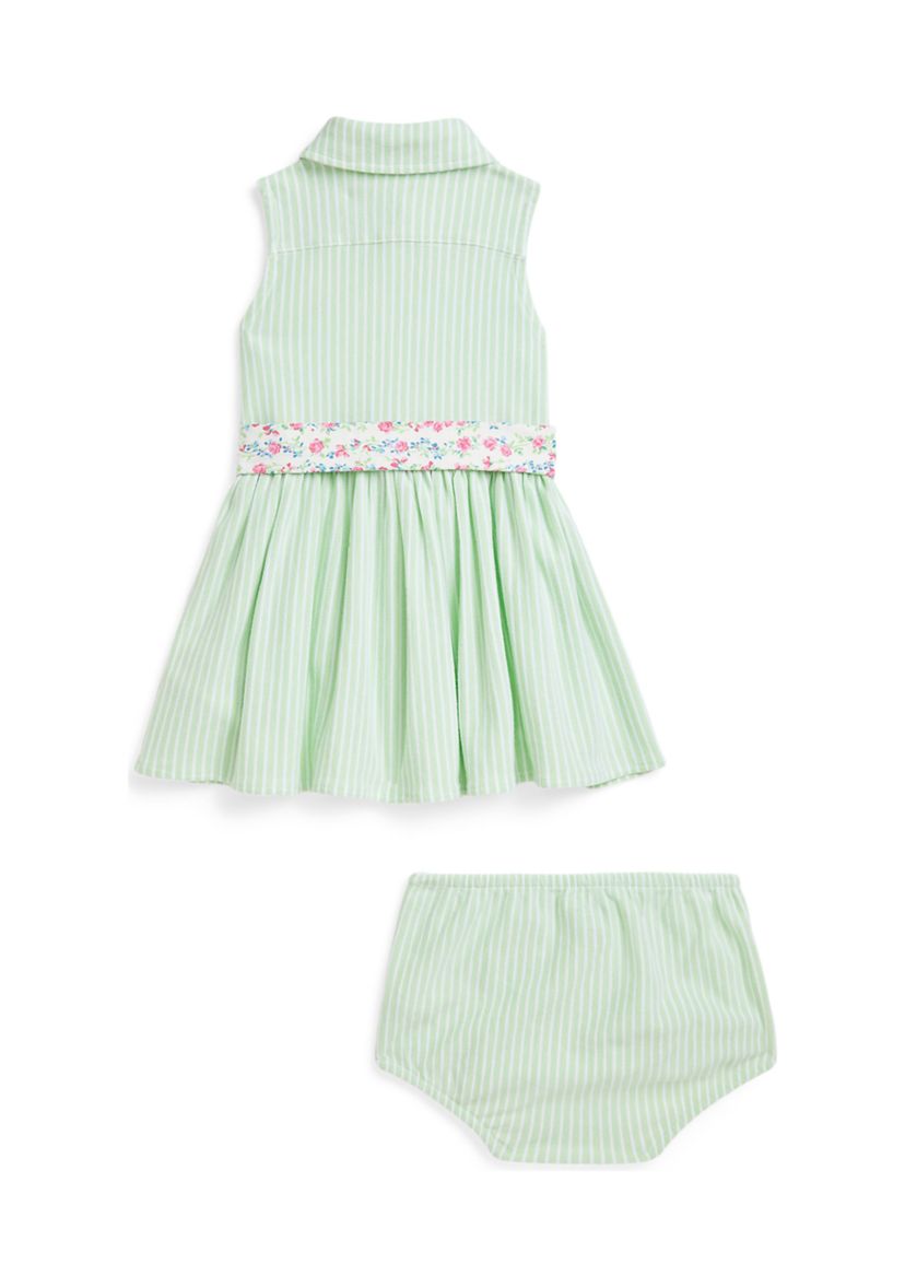 Baby Girl Striped Knit Oxford Shirtdress & Bloomer