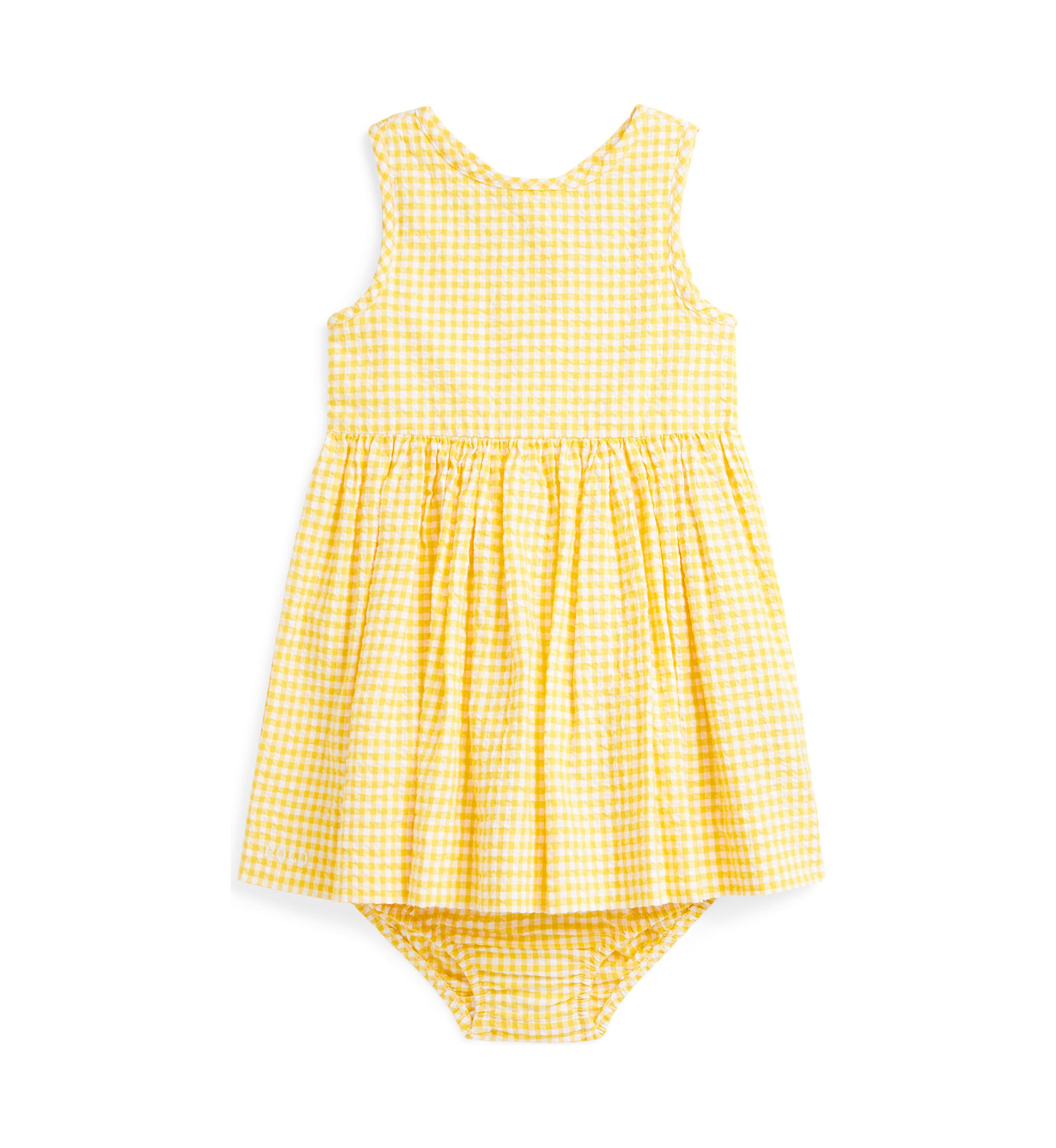 Baby Girls Gingham Seersucker Dress & Bloomer