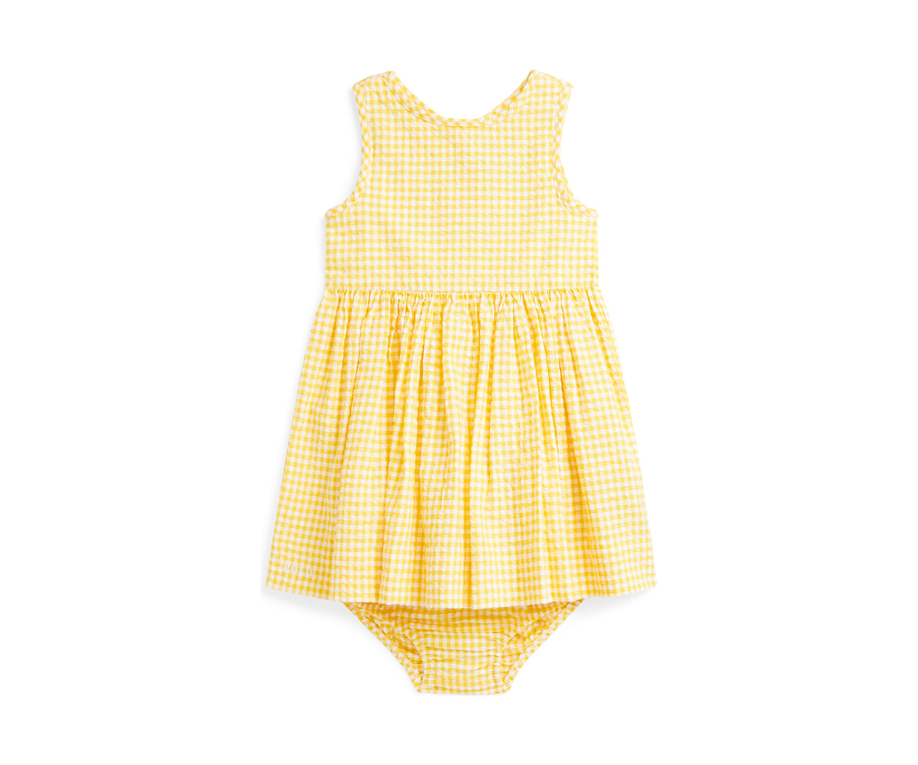 Baby Girls Gingham Seersucker Dress & Bloomer