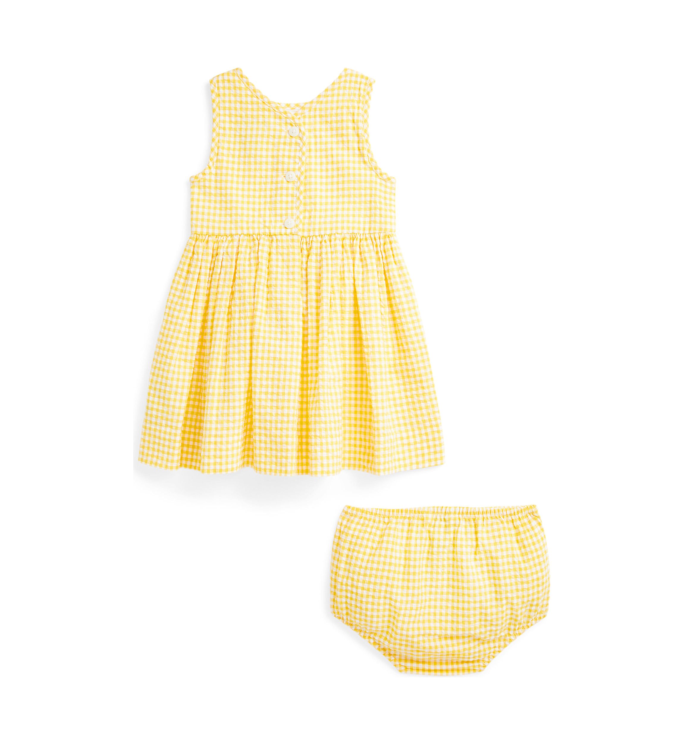 Baby Girls Gingham Seersucker Dress & Bloomer