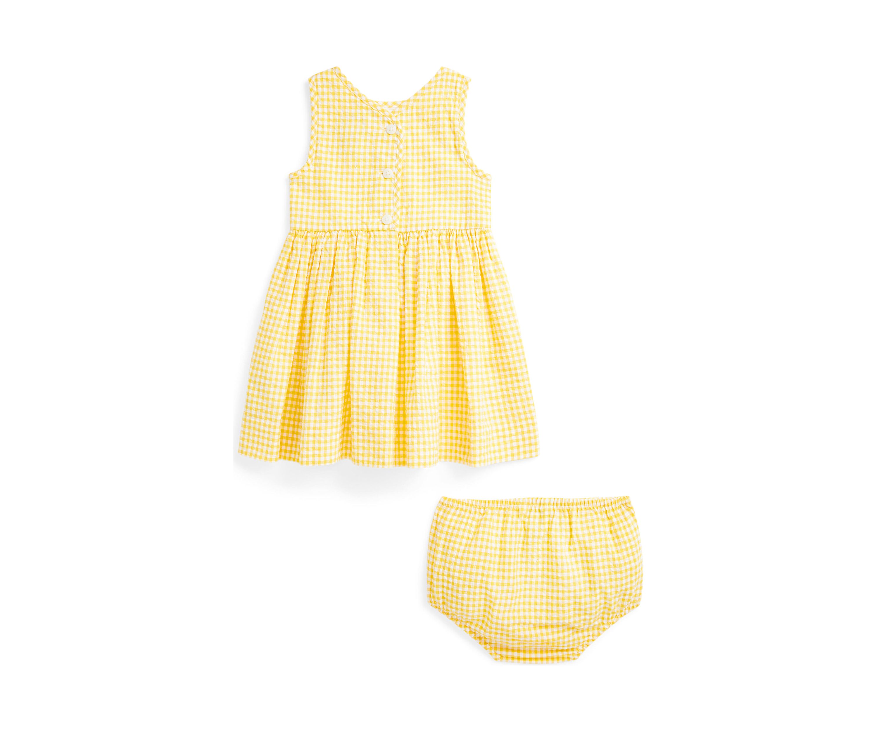 Baby Girls Gingham Seersucker Dress & Bloomer