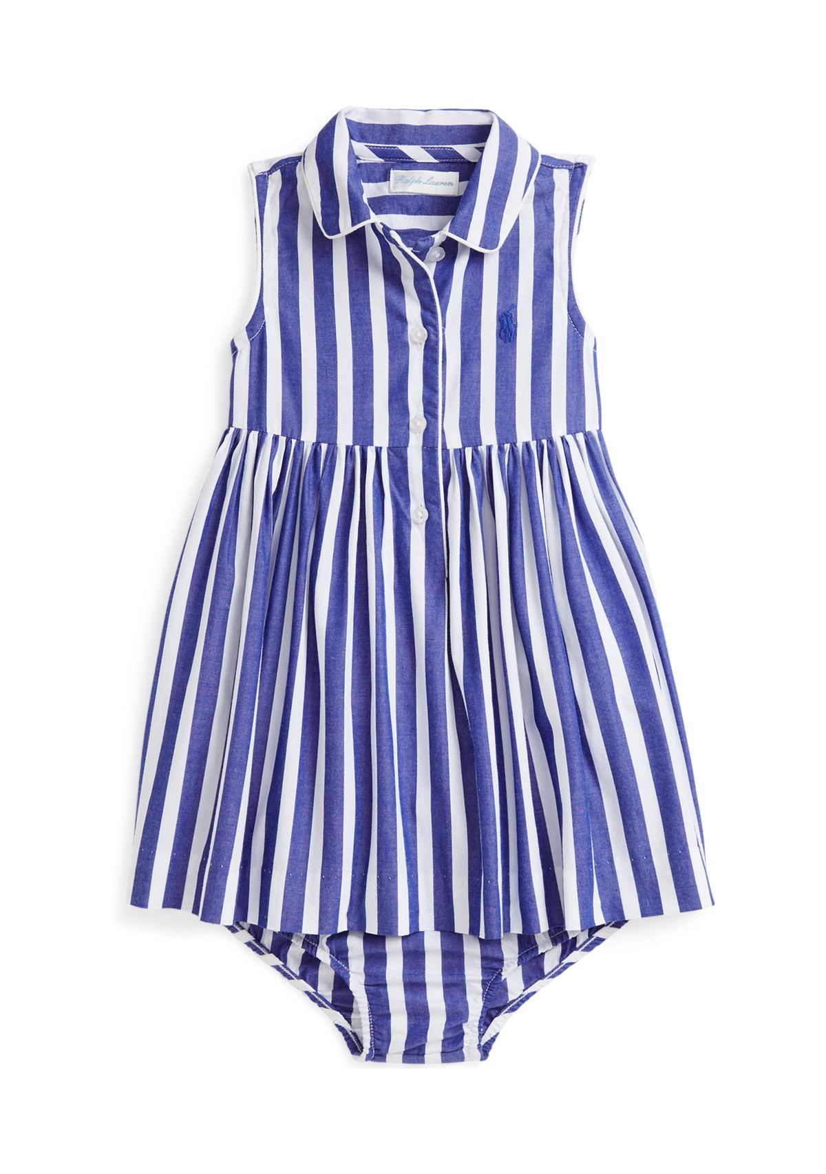 Baby Girls Striped Cotton Shirtdress & Bloomer
