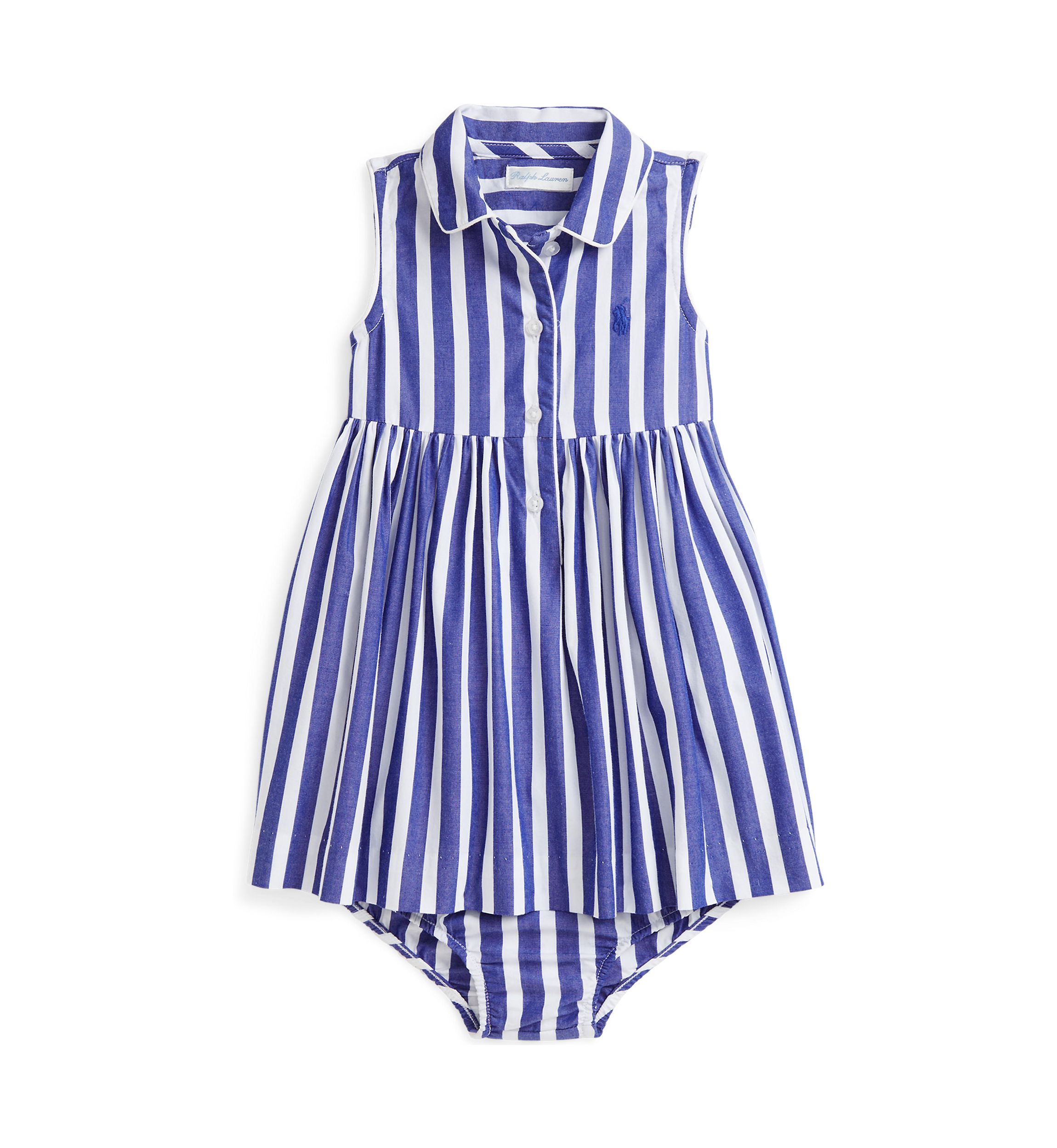 Baby Girls Striped Cotton Shirtdress & Bloomer