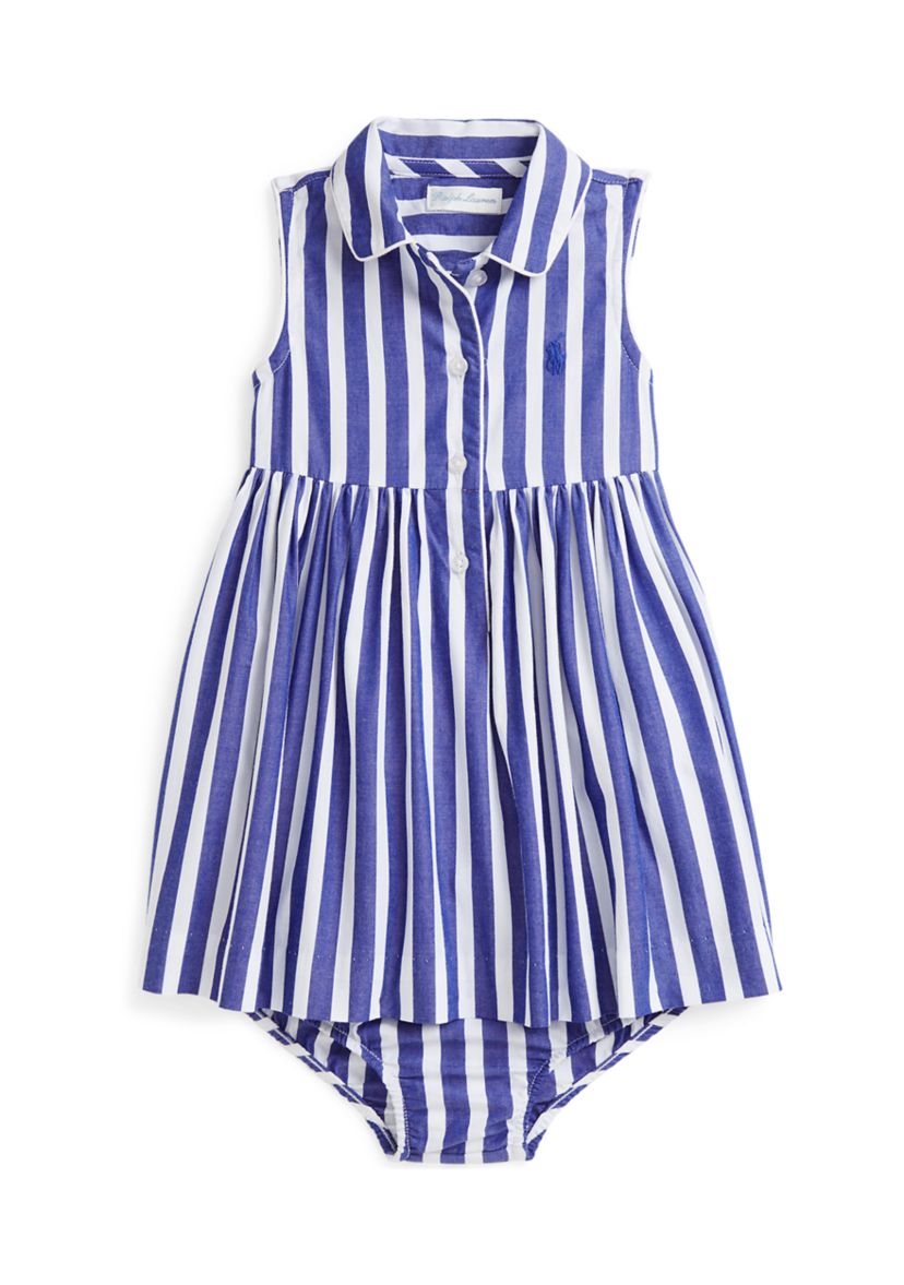 Baby Girls Striped Cotton Shirtdress & Bloomer