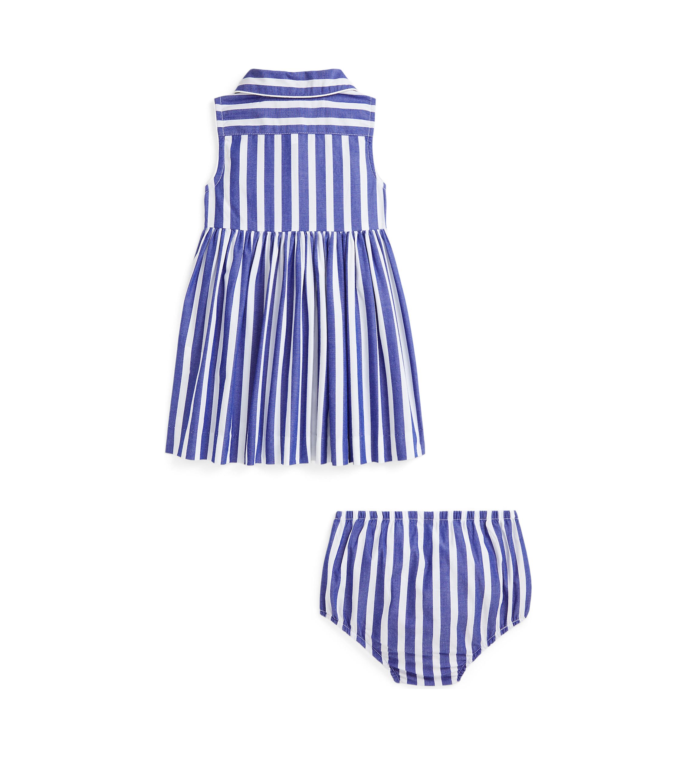 Baby Girls Striped Cotton Shirtdress & Bloomer