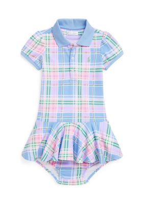 Baby Girls Plaid Mesh Polo Dress & Bloomer