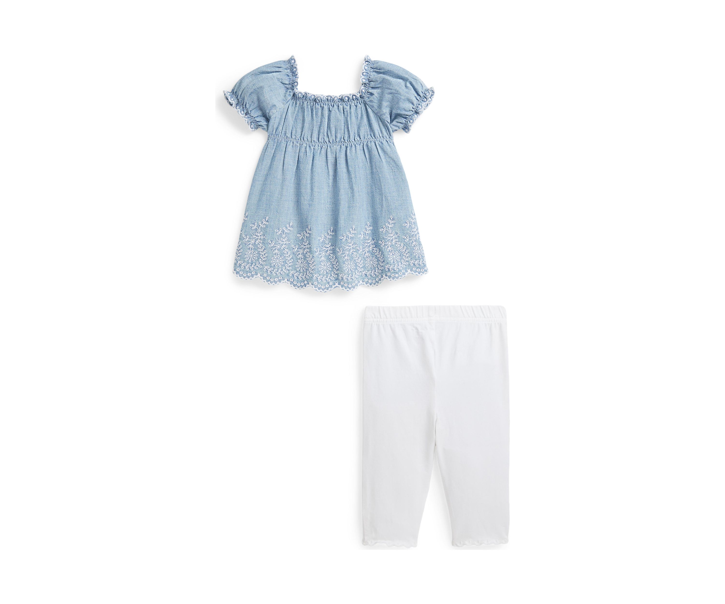 Baby Girls Cotton Chambray Top & Jersey Legging Set