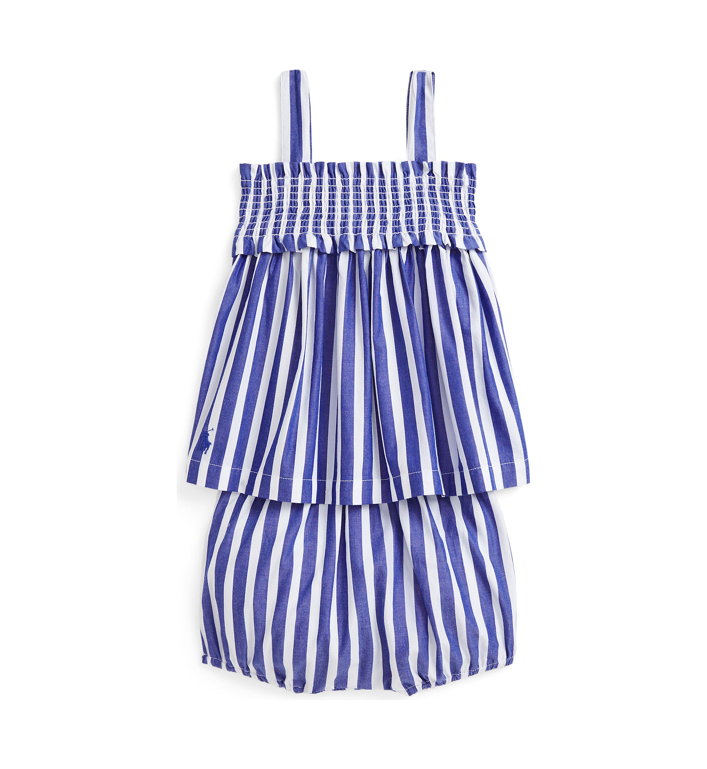Baby Girls Striped Cotton Poplin Top and Bloomer Set