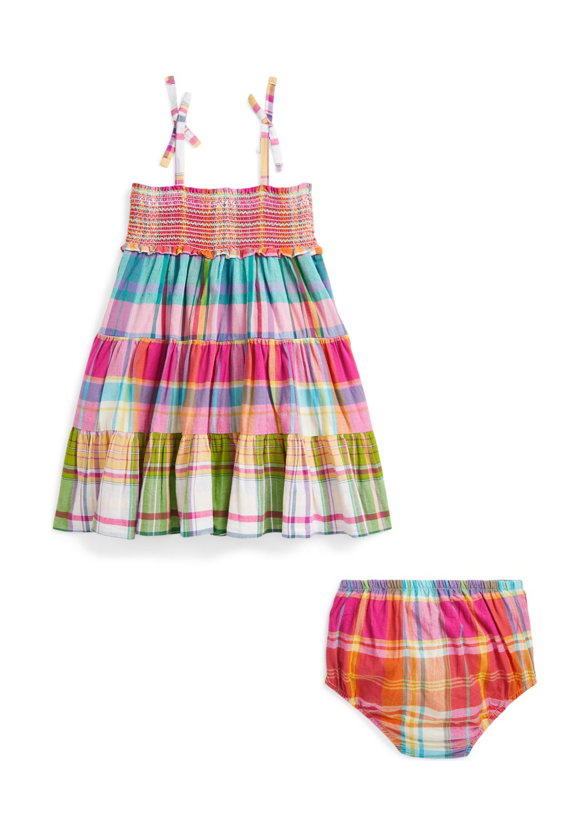 Baby Girls Plaid Cotton Madras Dress & Bloomer