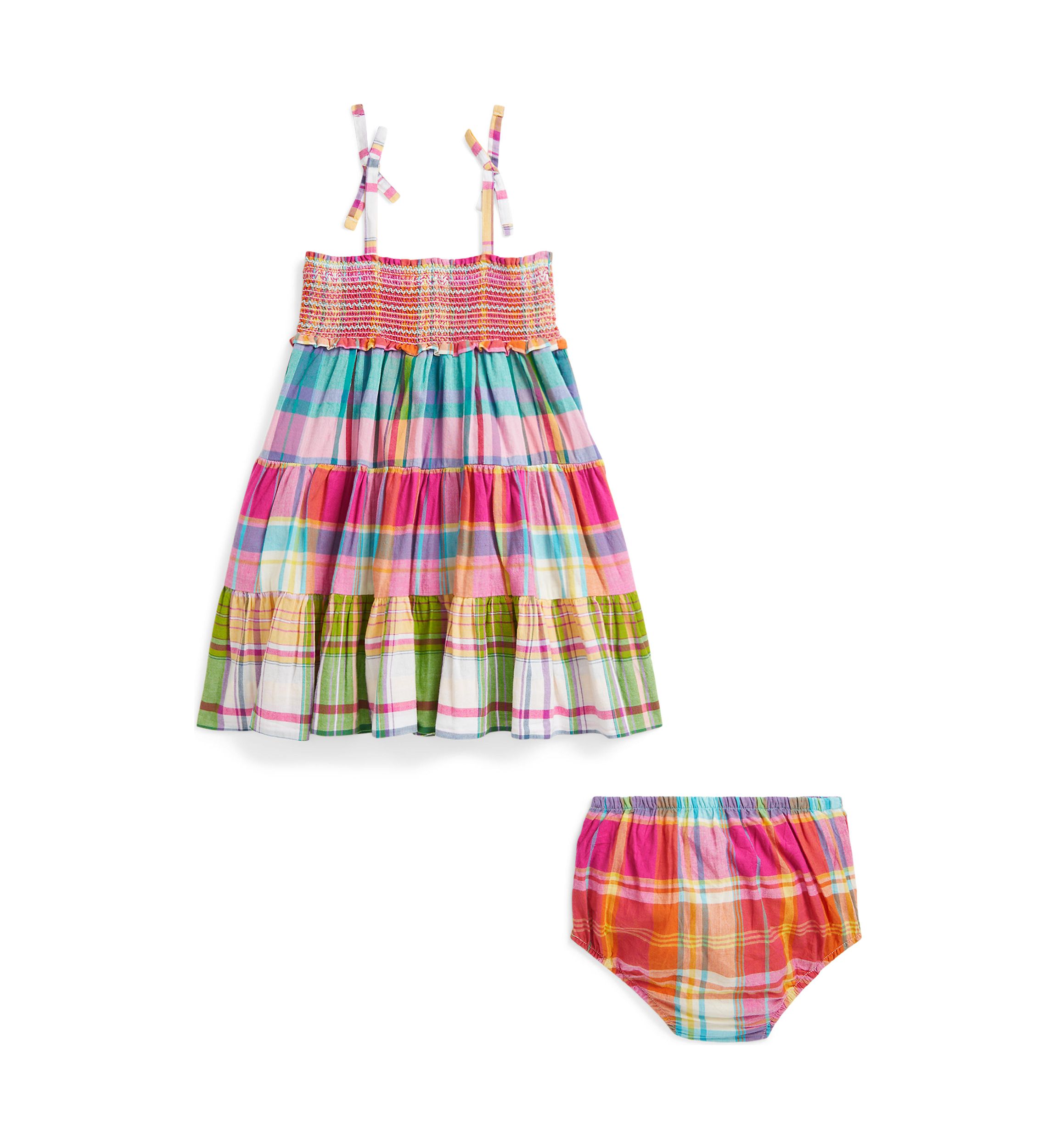 Baby Girls Plaid Cotton Madras Dress & Bloomer