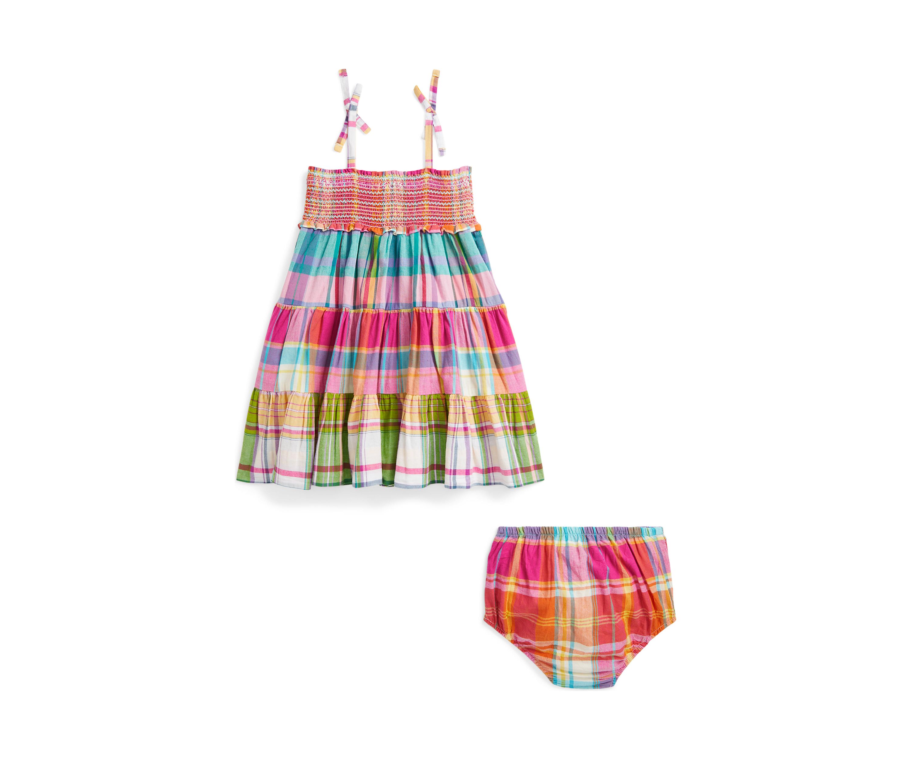 Baby Girls Plaid Cotton Madras Dress & Bloomer