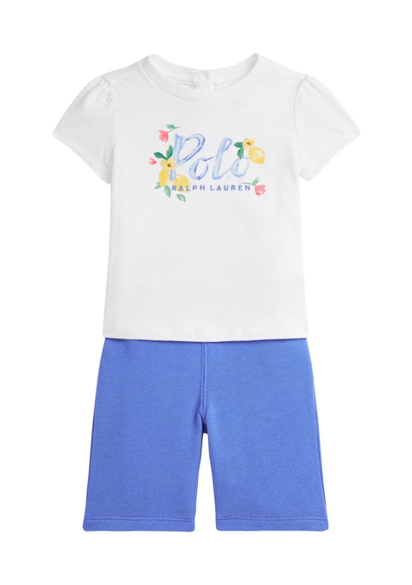 Baby Girls Logo Jersey T-Shirt & Terry Pants Set