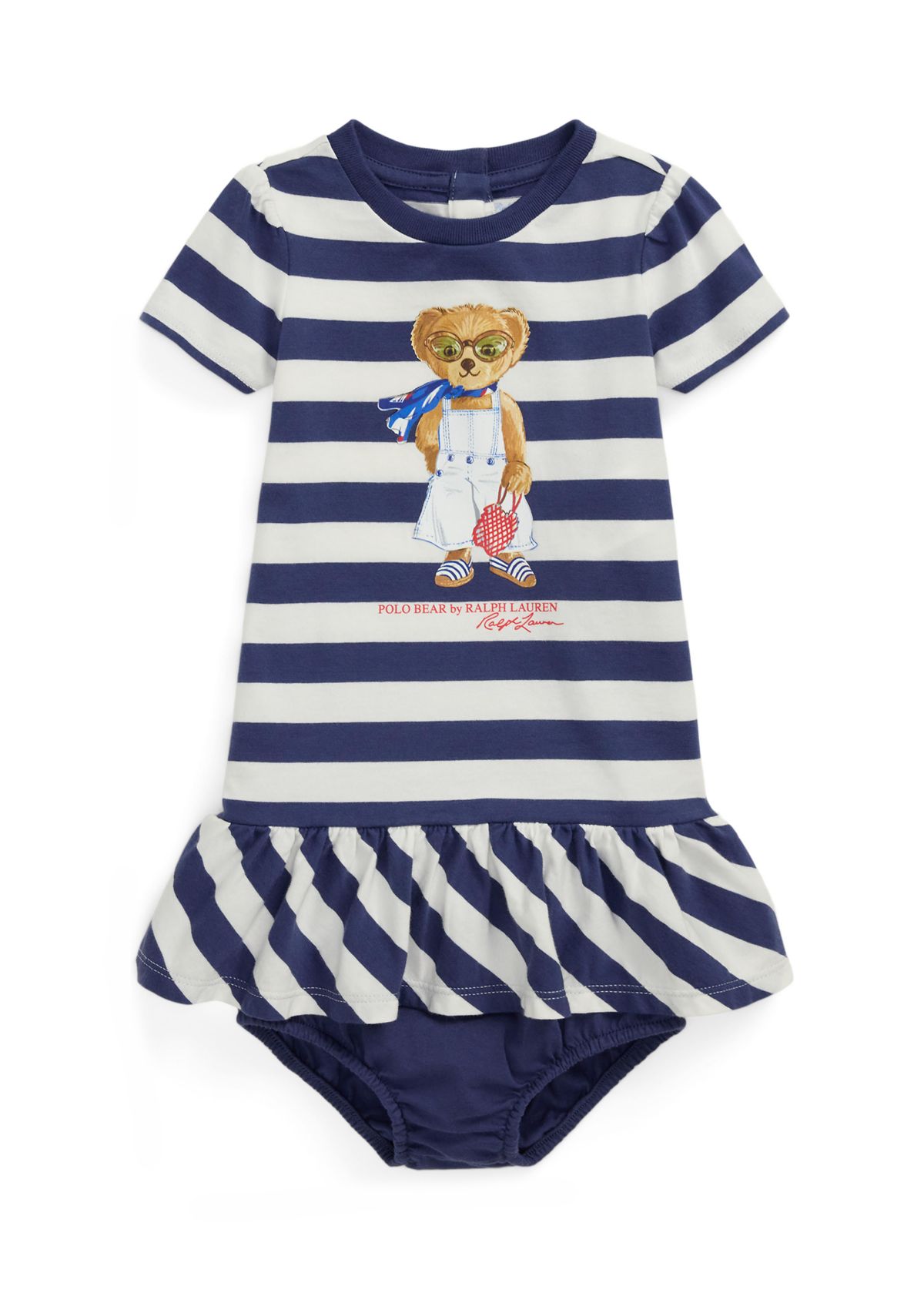 Girls 2-6x Striped Polo Bear Cotton Dress & Bloomer