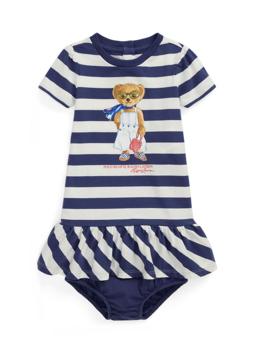 Girls 2-6x Striped Polo Bear Cotton Dress & Bloomer