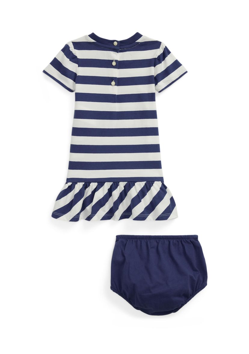 Girls 2-6x Striped Polo Bear Cotton Dress & Bloomer
