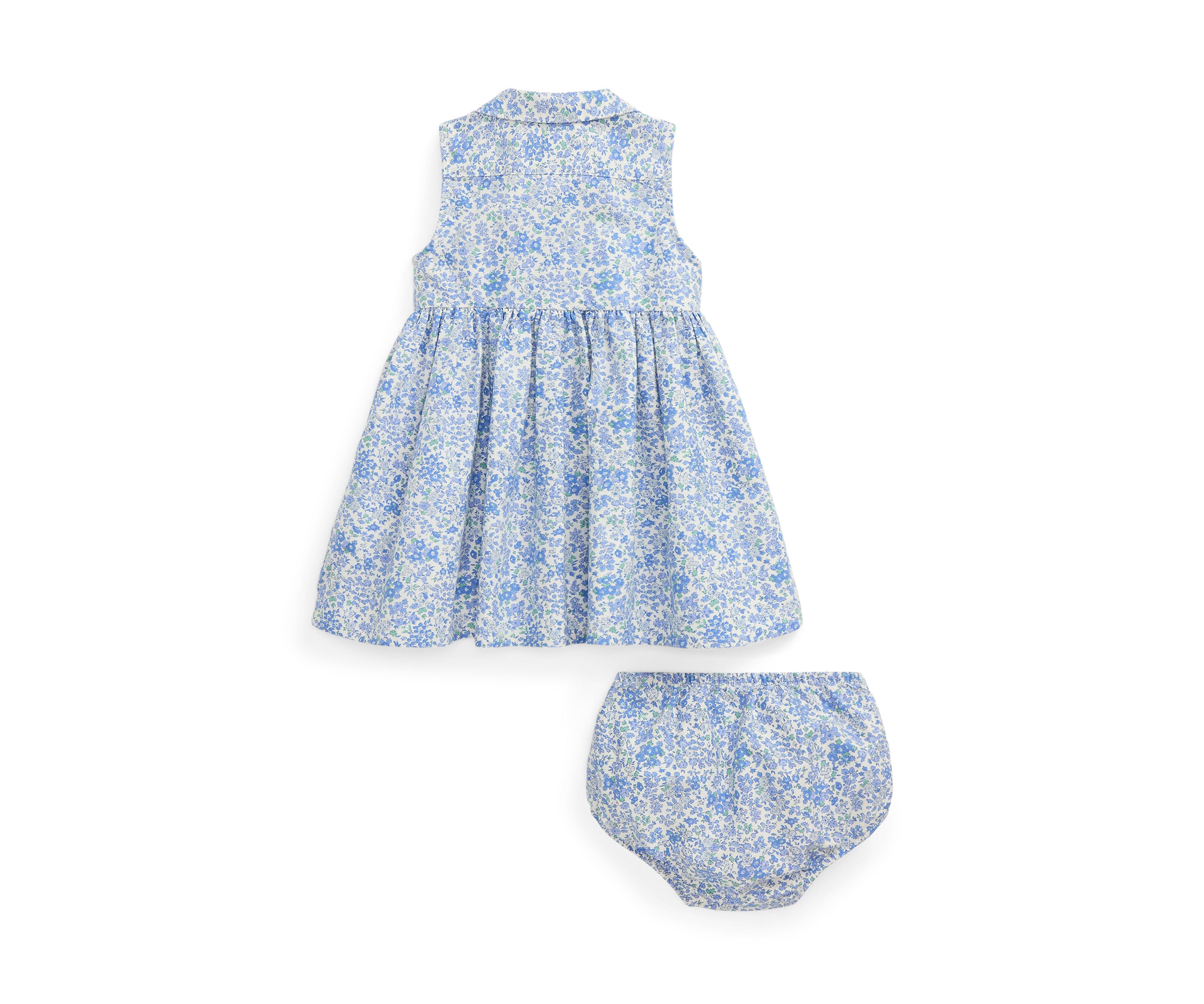 Baby Girls Floral Oxford Shirtdress & Bloomer