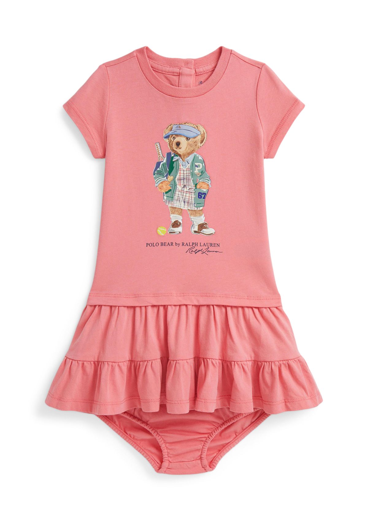 Baby Girls Polo Bear Tiered Cotton Jersey Dress