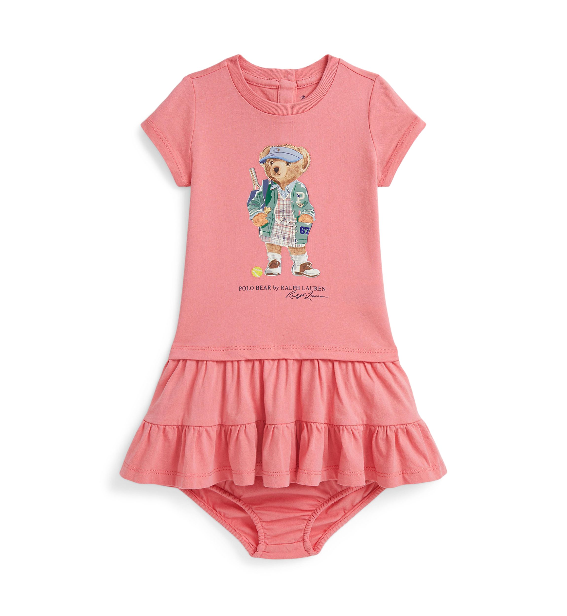 Baby Girls Polo Bear Tiered Cotton Jersey Dress