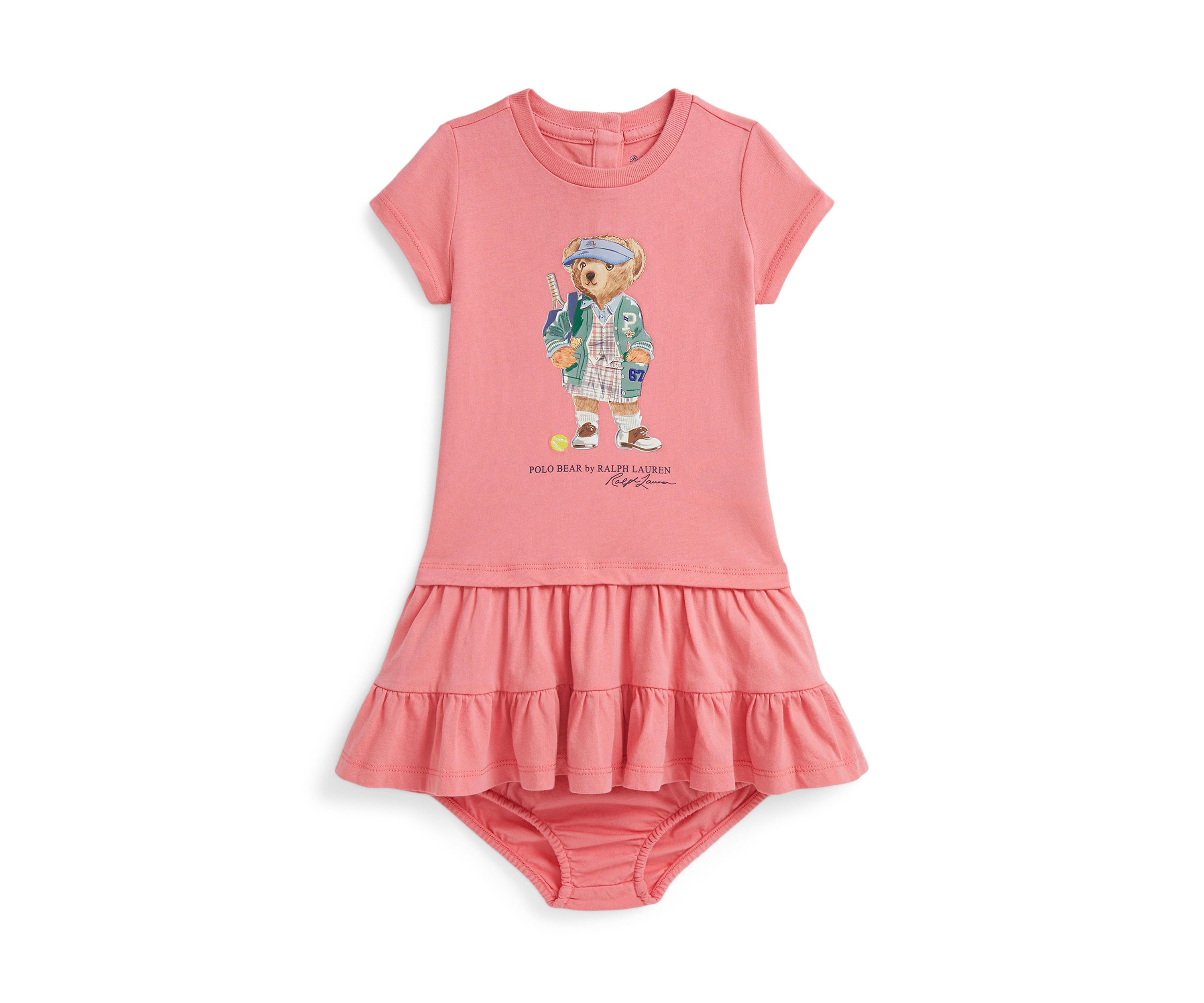Baby Girls Polo Bear Tiered Cotton Jersey Dress