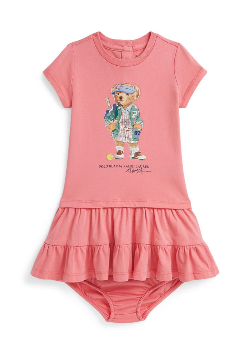 Baby Girls Polo Bear Tiered Cotton Jersey Dress