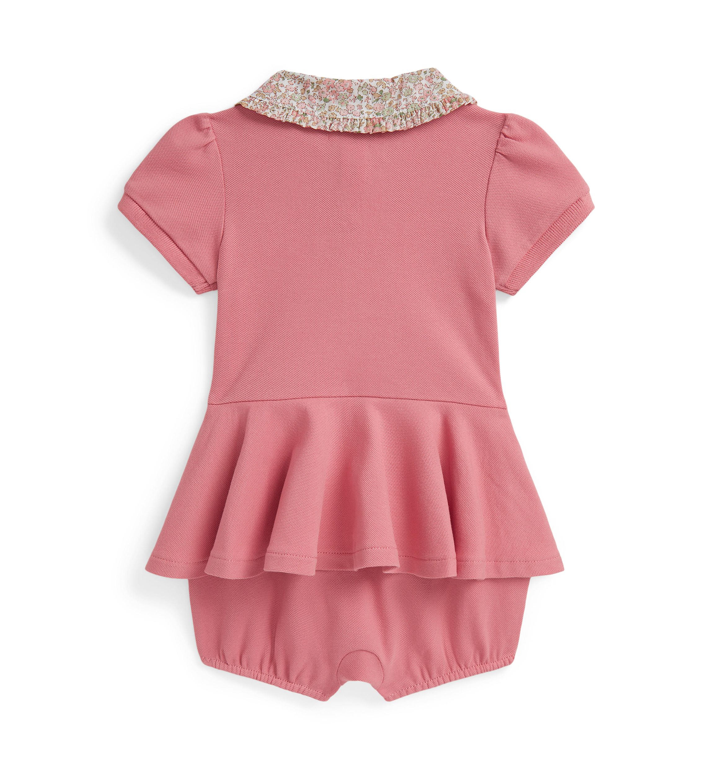 Baby Girls Floral Collar Mesh Bubble Shortall