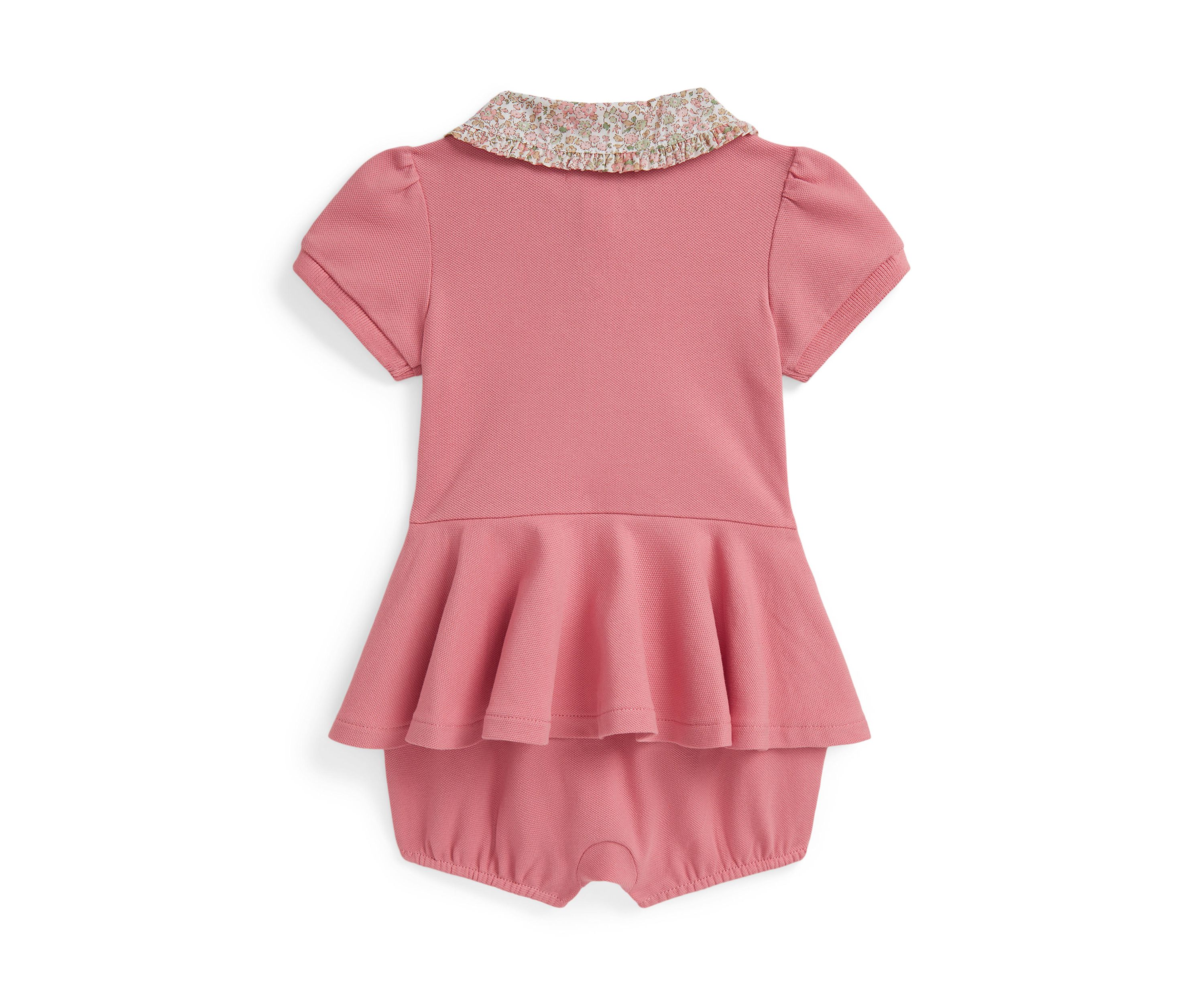Baby Girls Floral Collar Mesh Bubble Shortall