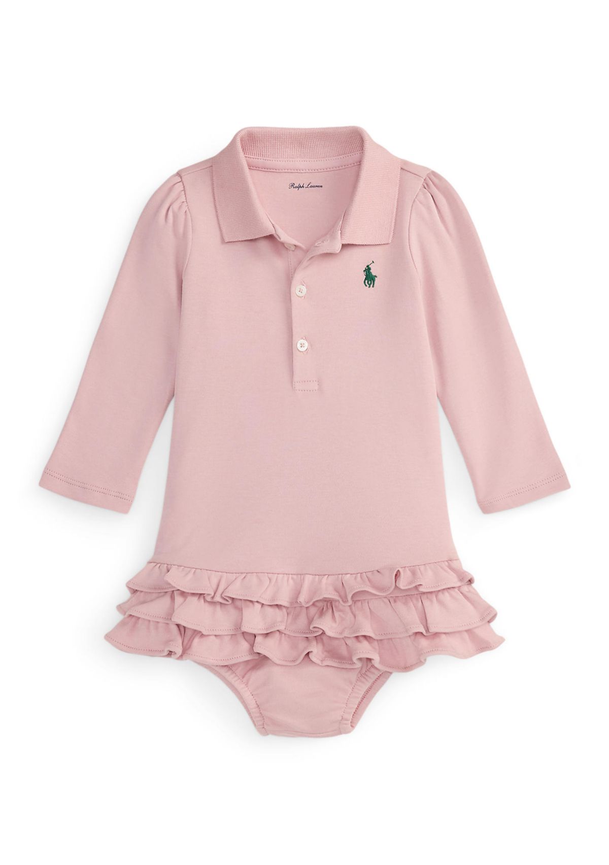 Baby Girls Ruffled Soft Cotton Polo Dress & Bloomer