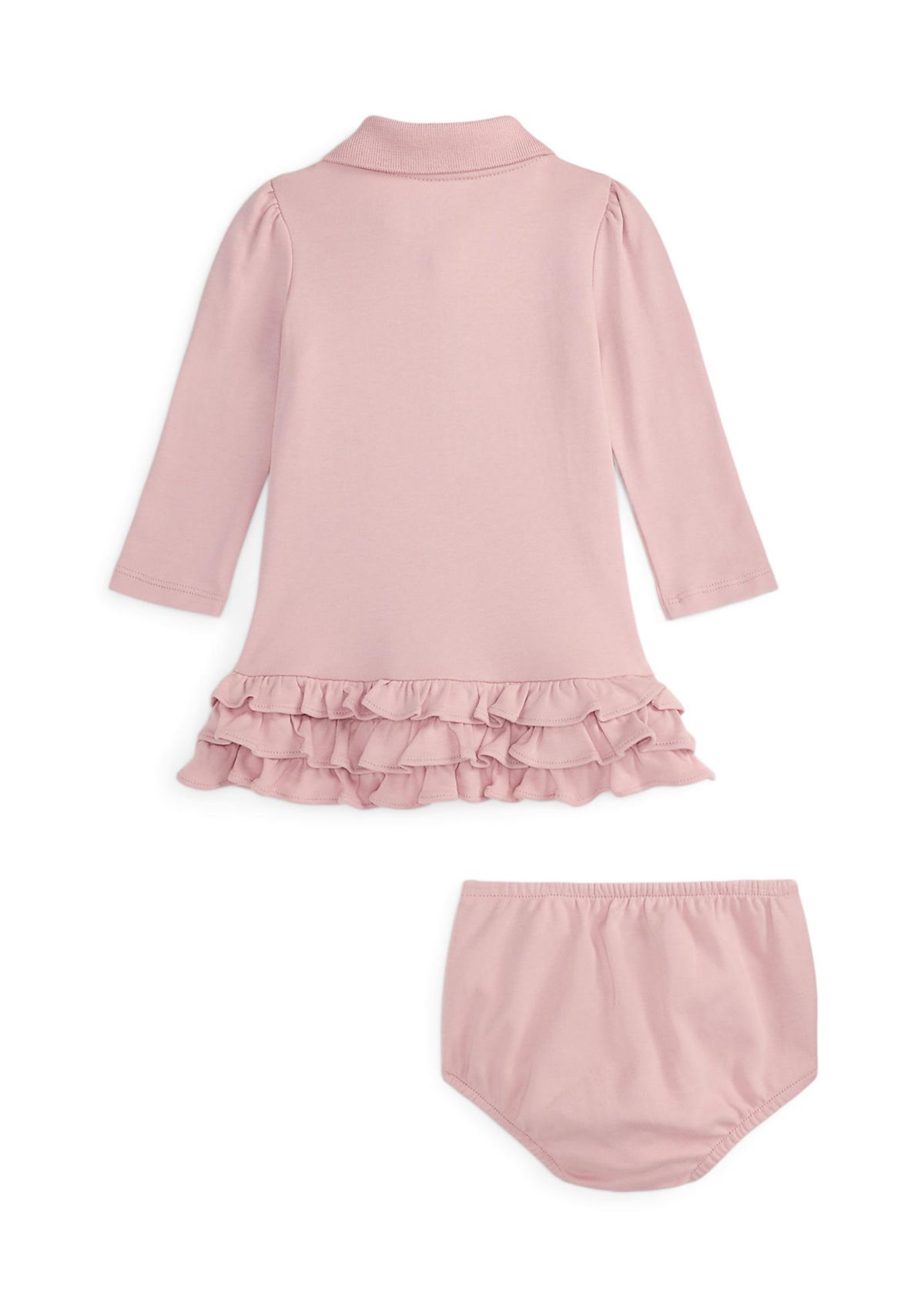 Baby Girls Ruffled Soft Cotton Polo Dress & Bloomer