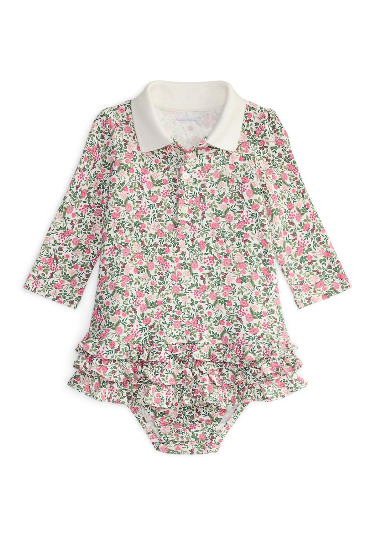 Baby Girls Floral Soft Cotton Polo Dress & Bloomer