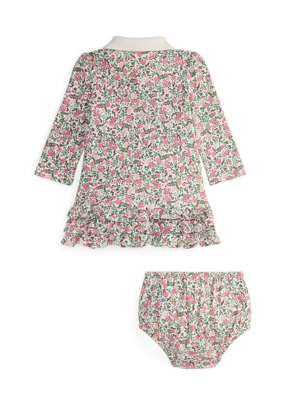 Baby Girls Floral Soft Cotton Polo Dress & Bloomer