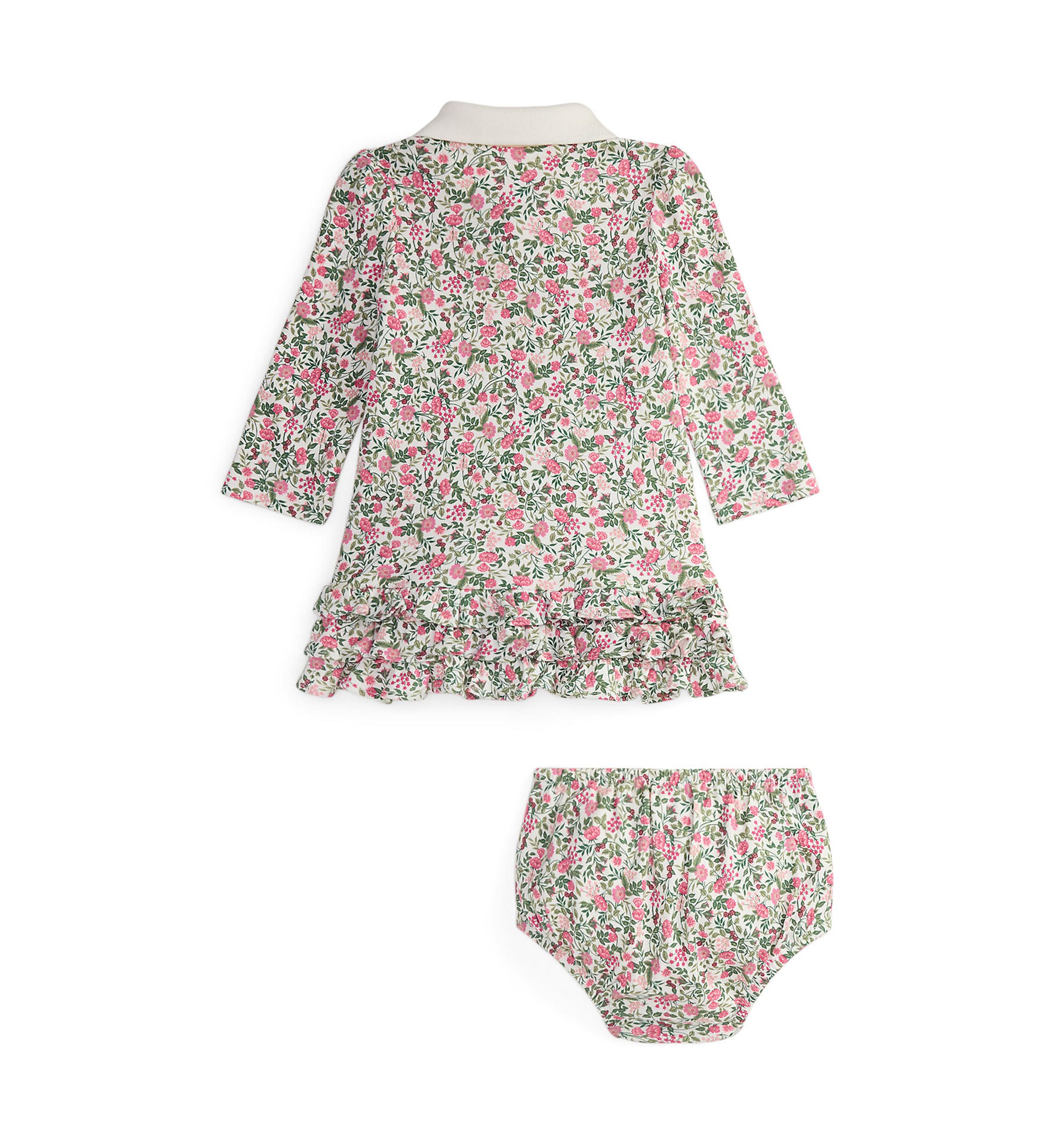 Baby Girls Floral Soft Cotton Polo Dress & Bloomer