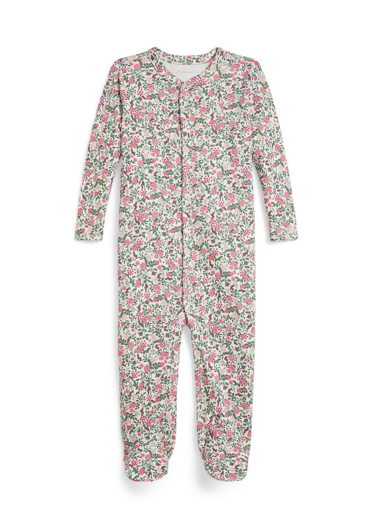Baby Girls Floral Cotton Interlock Footed Coverall
