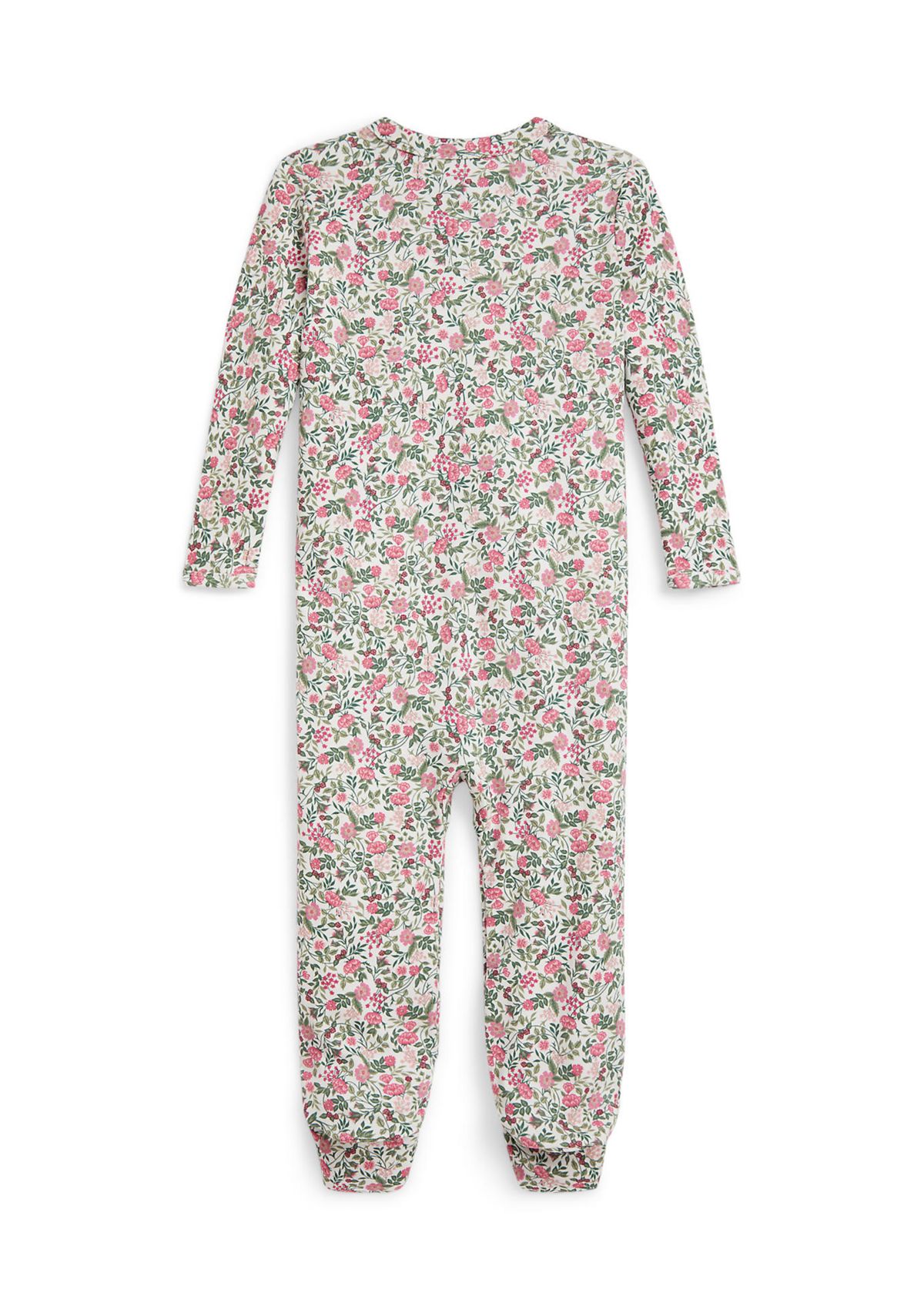 Baby Girls Floral Cotton Interlock Footed Coverall