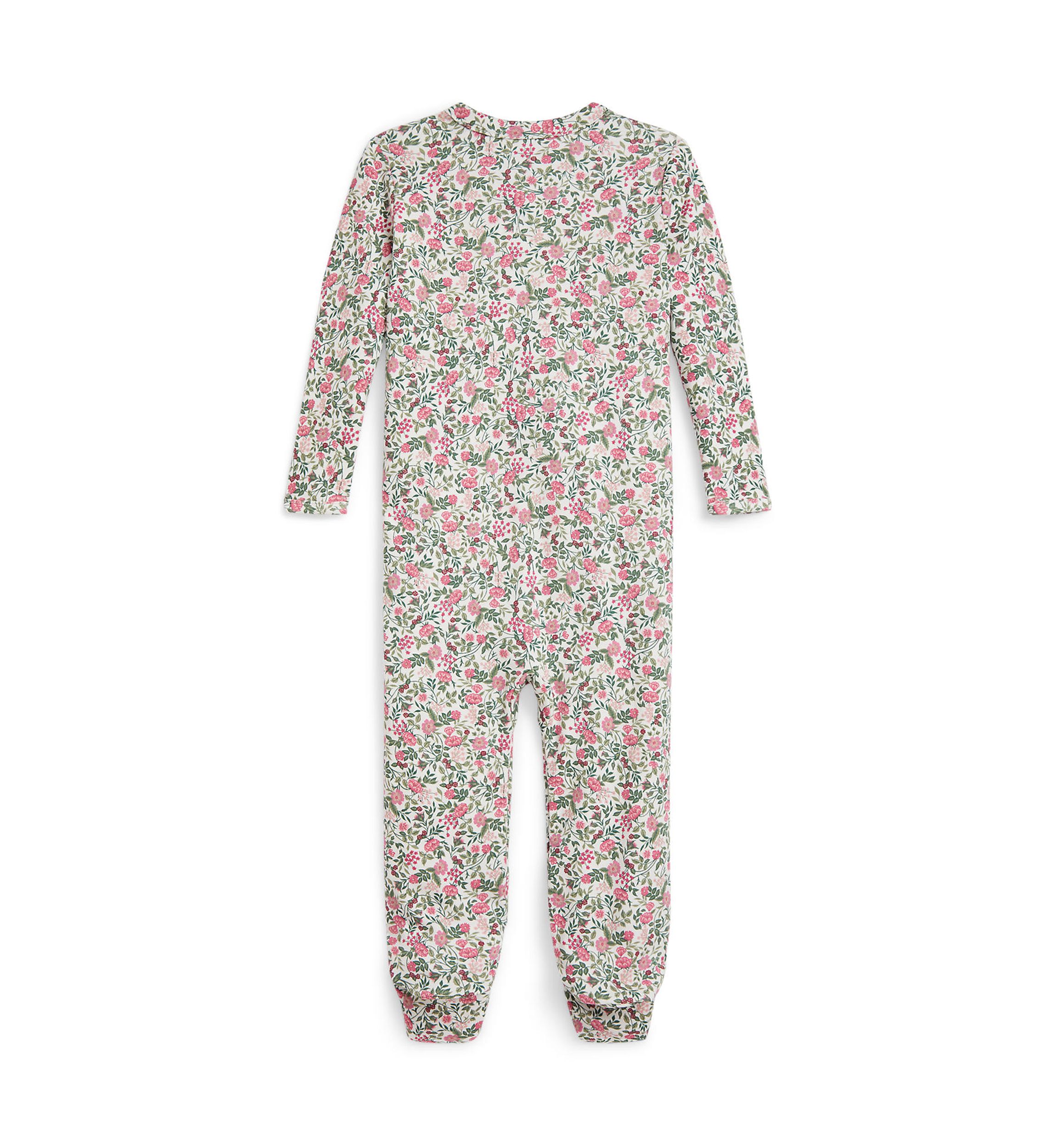 Baby Girls Floral Cotton Interlock Footed Coverall