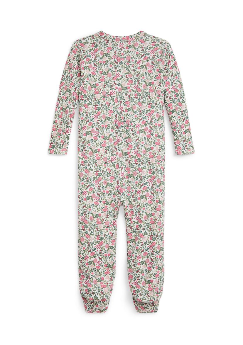 Baby Girls Floral Cotton Interlock Footed Coverall