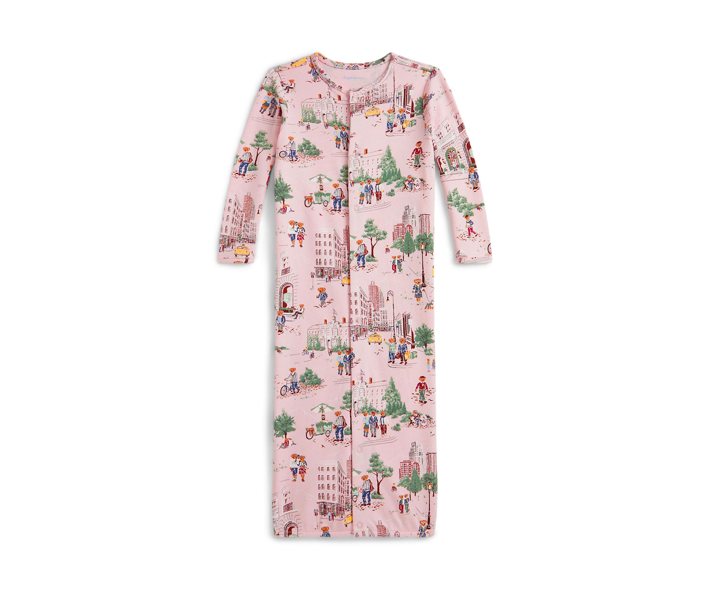Baby Girls Polo Bear Cotton Footed Zip Coverall