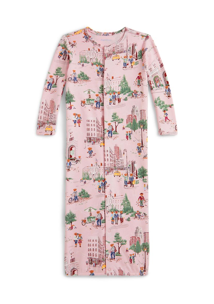 Baby Girls Polo Bear Cotton Footed Zip Coverall