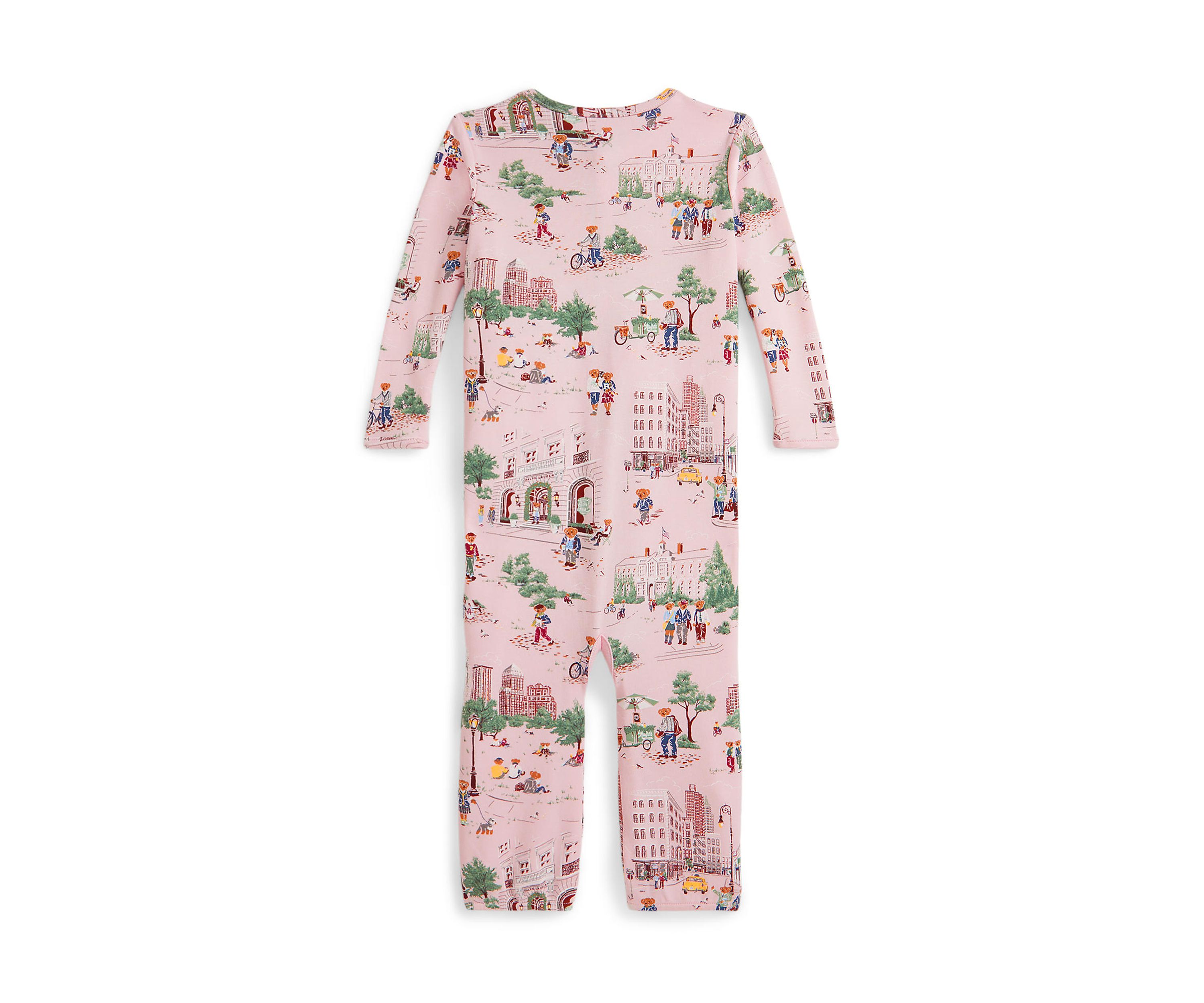 Baby Girls Polo Bear Cotton Footed Zip Coverall