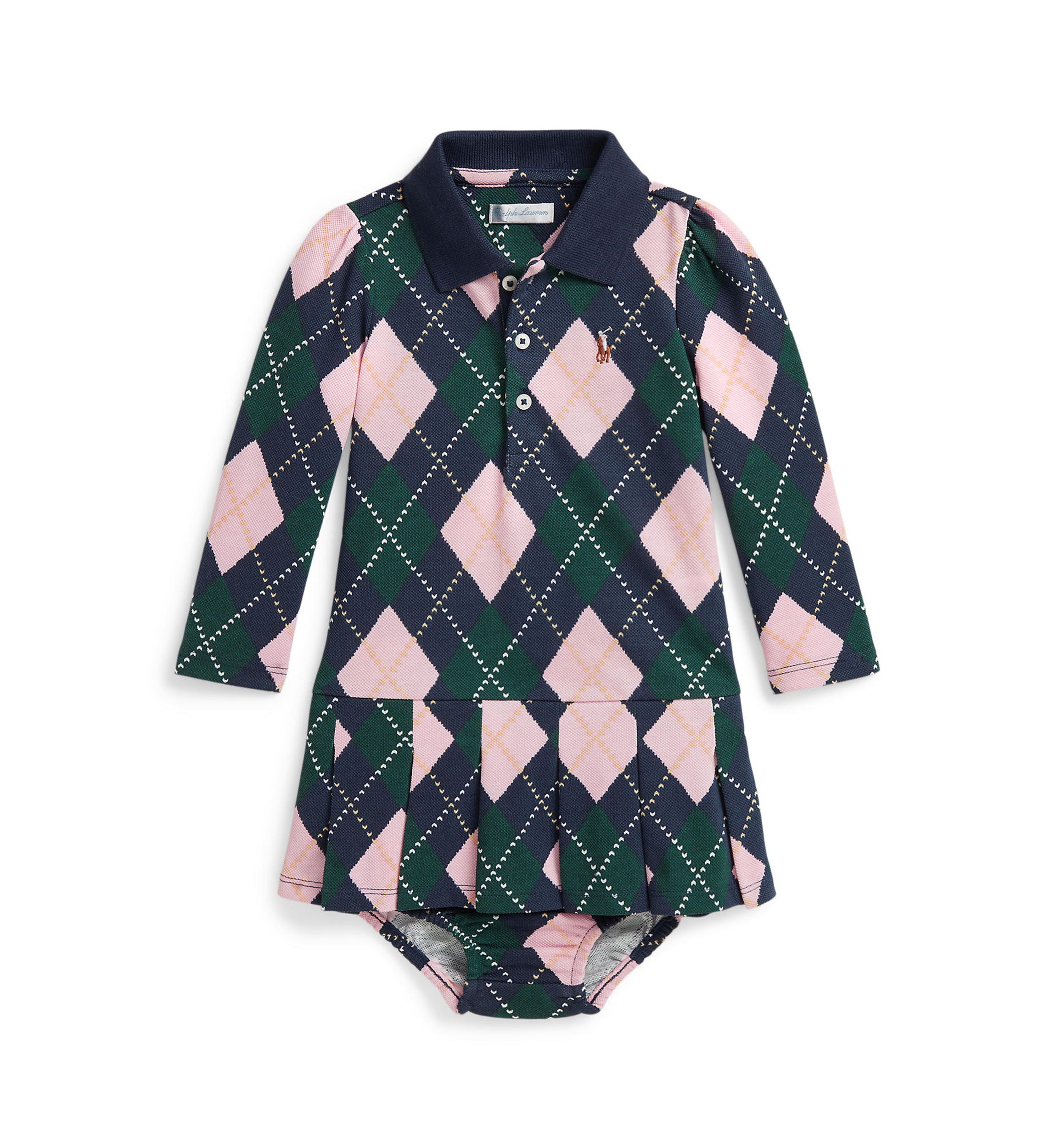 Baby Girls Argyle Mesh Polo Dress & Bloomer